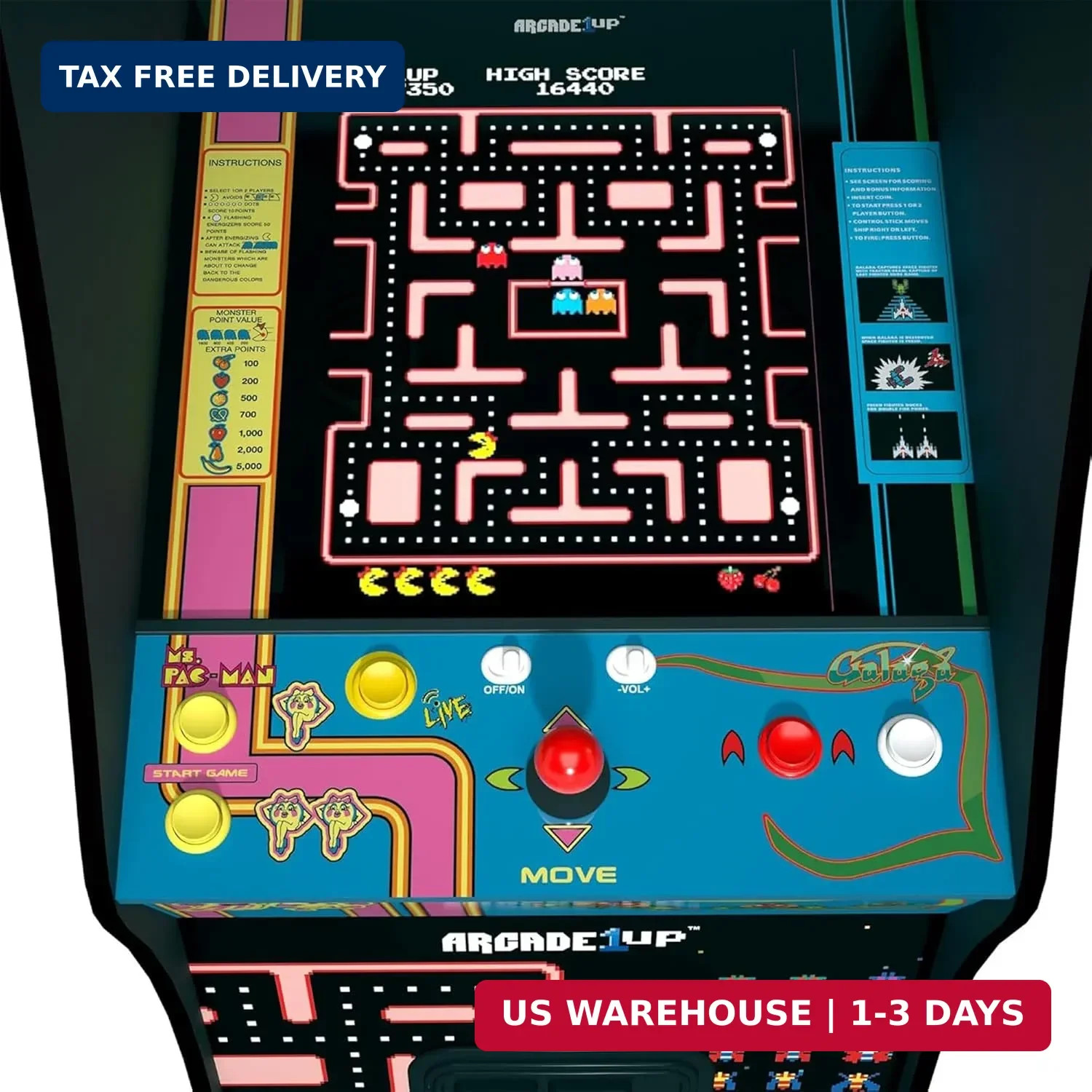 Ms. Pac-Man Class of ’81 Deluxe Arcade Machine Gaming Cabinet with 12