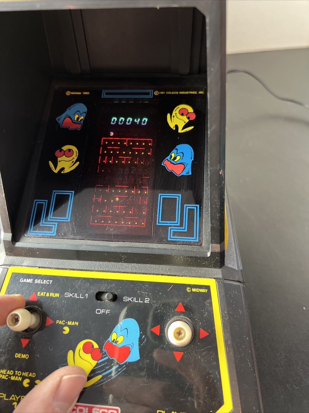 1981 COLECO Mini Arcade PAC-MAN Video Game Midway Tested W/Perma Power Battery