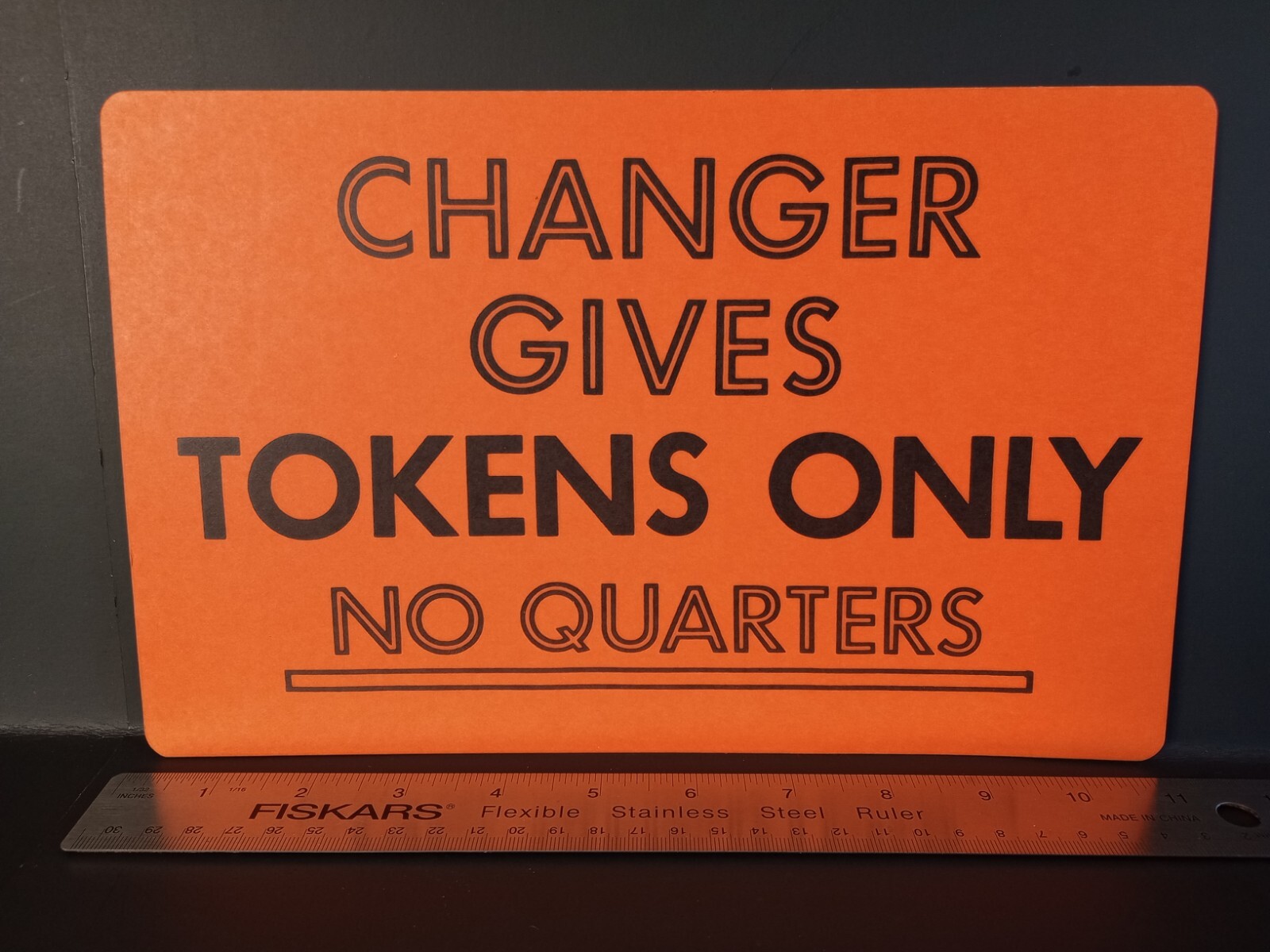 Vintage Arcade Machine Sign 1980’s GAME TOKENS DOUBLE SIDED AUTHENTIC RETRO HTF