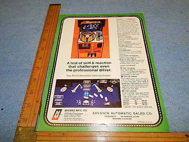 1979 Midway 18 WHEELER Video Game Upright Advertising Flyer