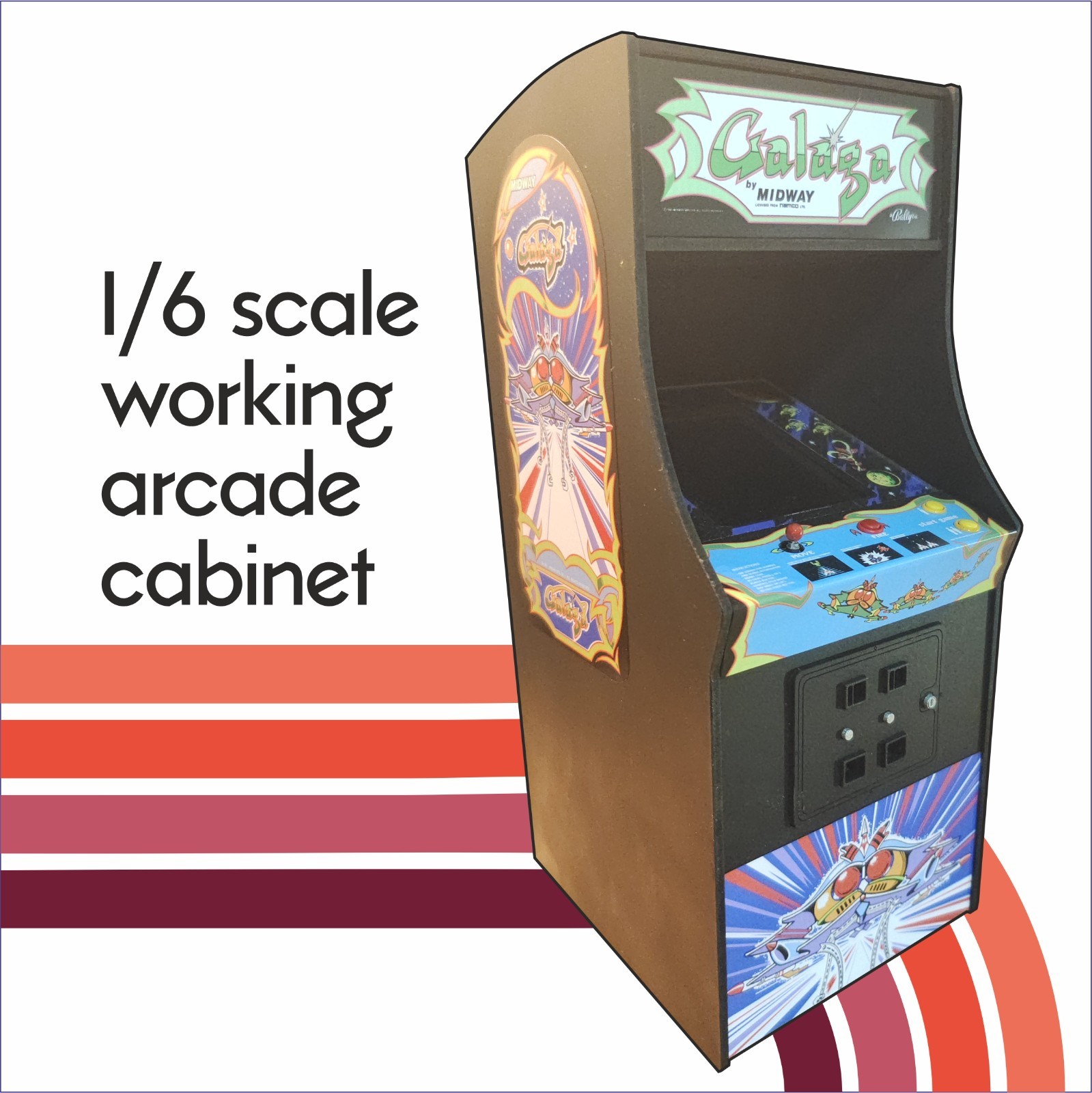 Galaga 1/6 scale mini working arcade cabinet (Playscale, New Wave Toys).