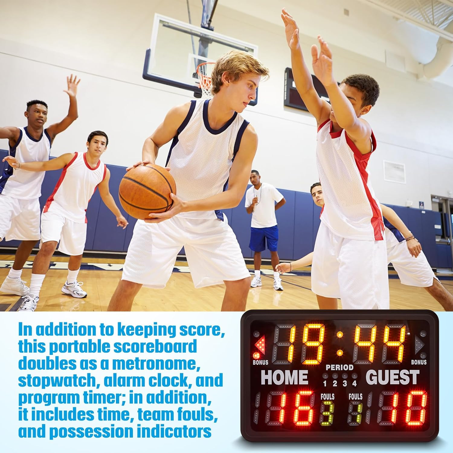 24 X 16 Inch Electronic Basketball Scoreboard Tabletop Digital Scoreboard with R