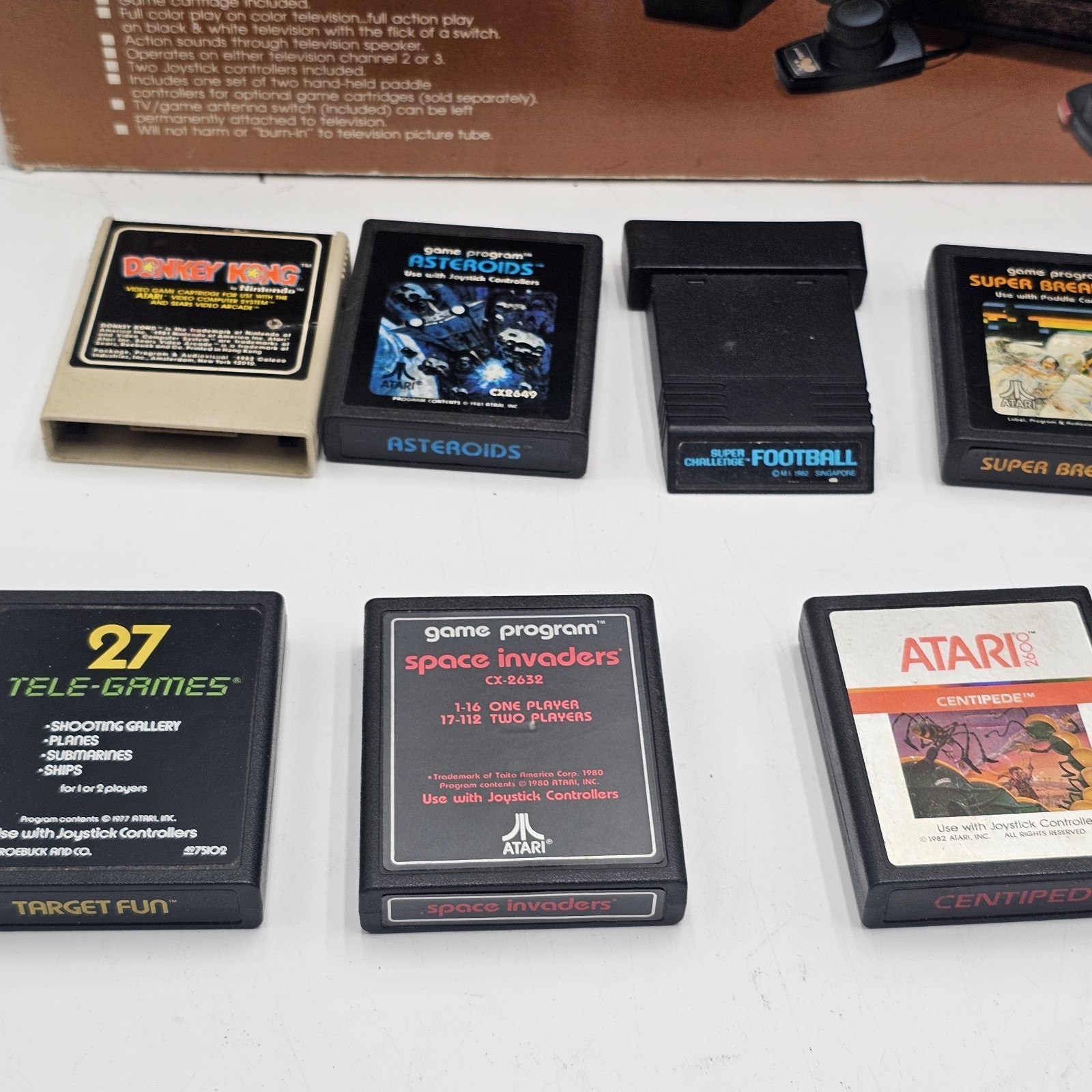 Sears Tele-Games Video Arcade Atari 2600 Box w/ 10 Game Cartridges