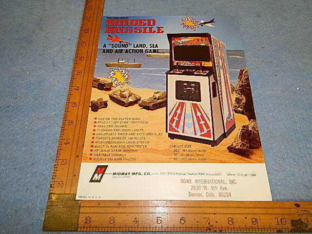 1977 Midway GUIDED MISSLE Video Game Upright Advertising Flyer