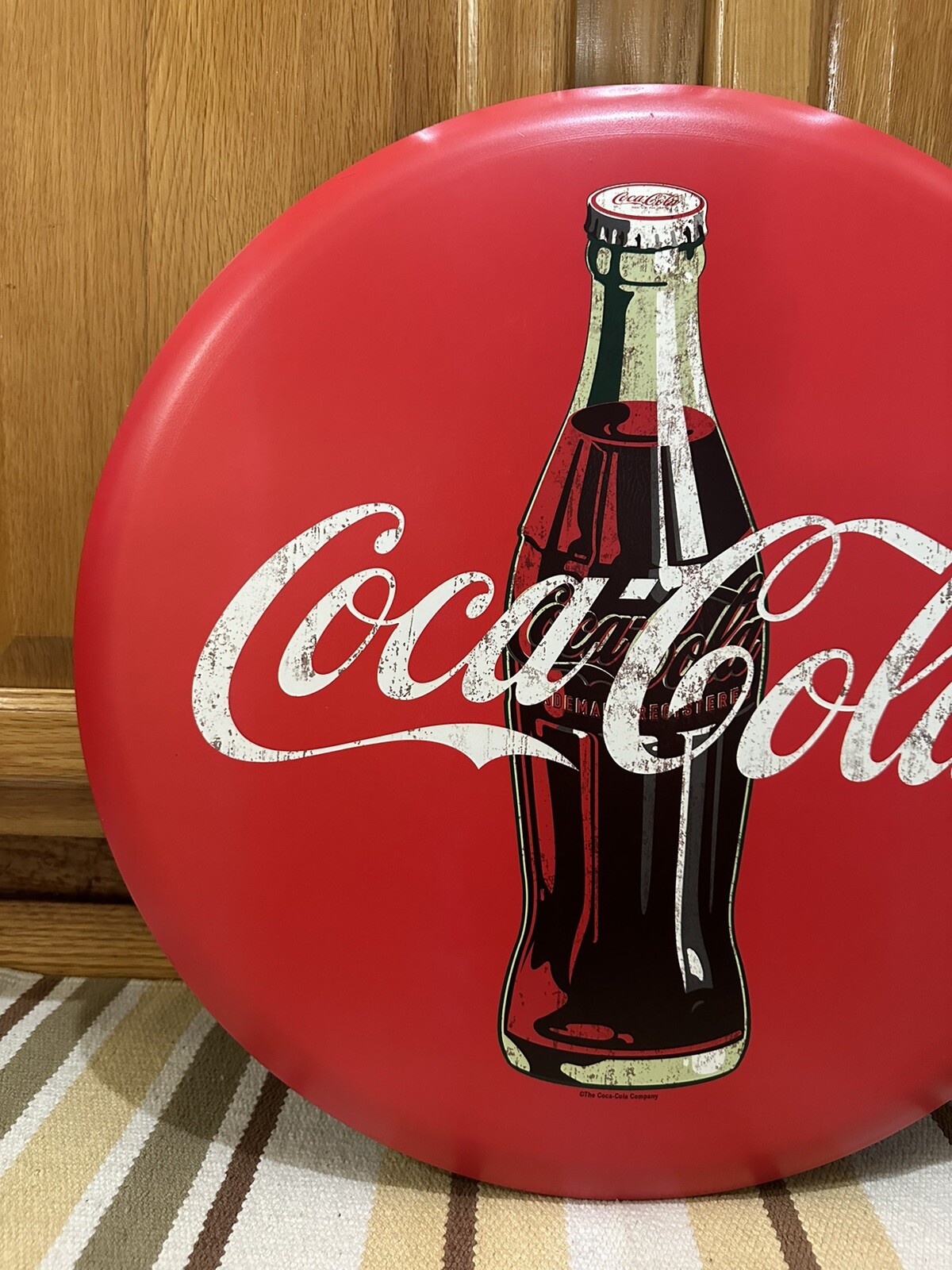 Coca Cola Button Sign Metal Bottle Bar Pub Gas Oil Vintage Style Wall Decor