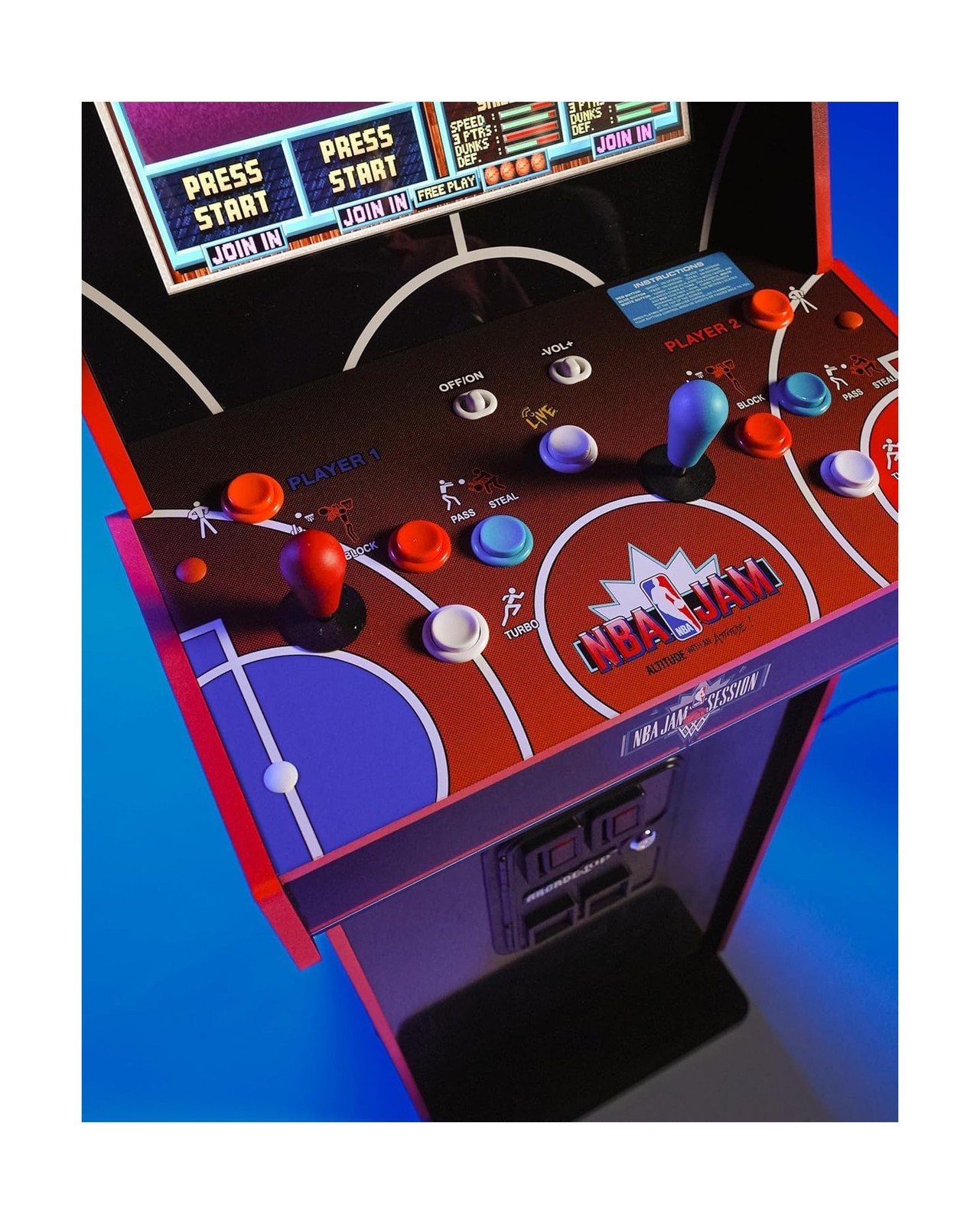 2-Player Basketball Arcade Machine Cabinet w/ 3 Games Wi-Fi Online Multiplayer