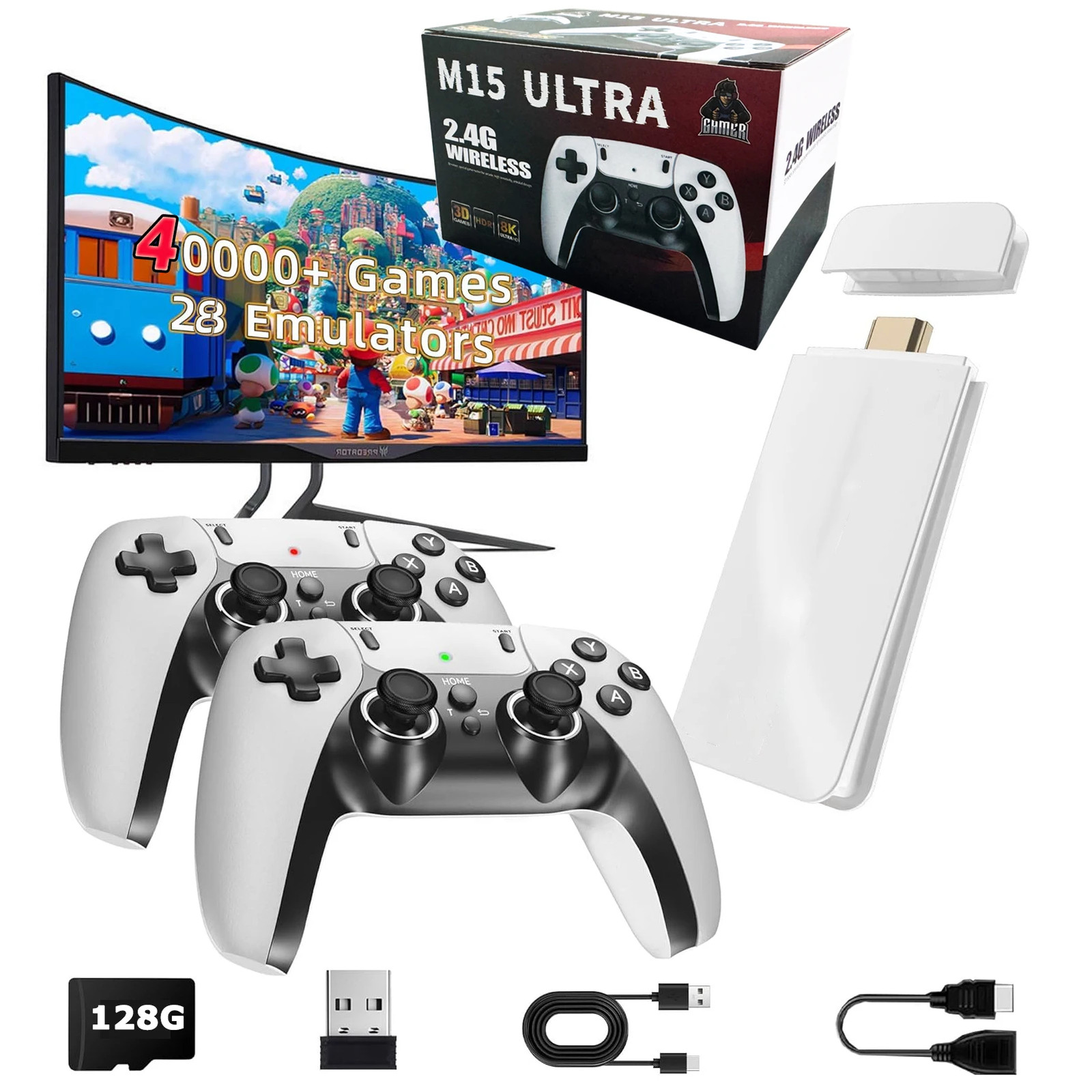 M15 ULTAR Retro Game Console – 4K 3D Wireless Arcade for 2 Players