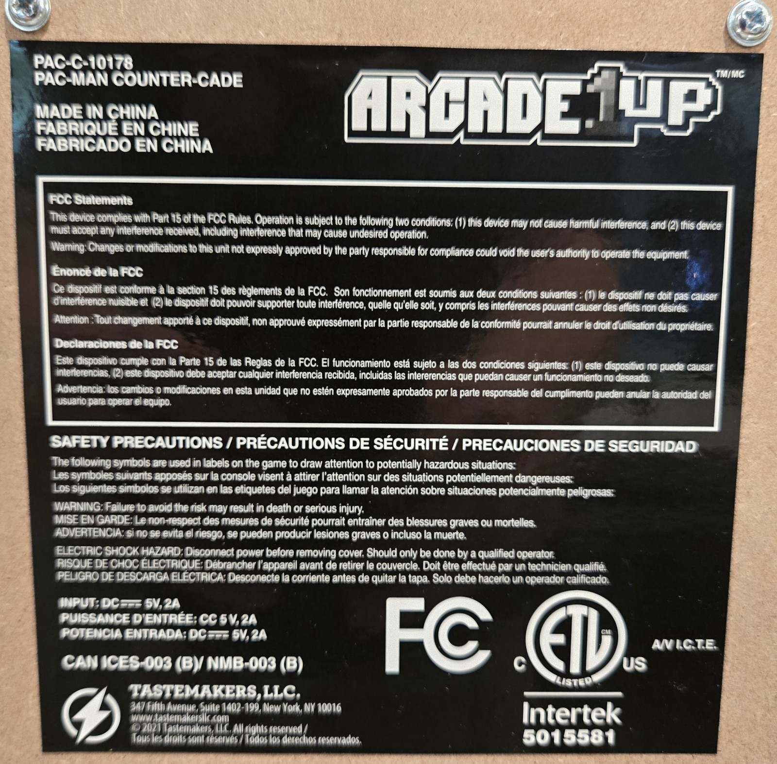 Arcade1Up Pac-Man Countercade New Open Box 5-in-1 Tabletop Tested Pac-C-10178