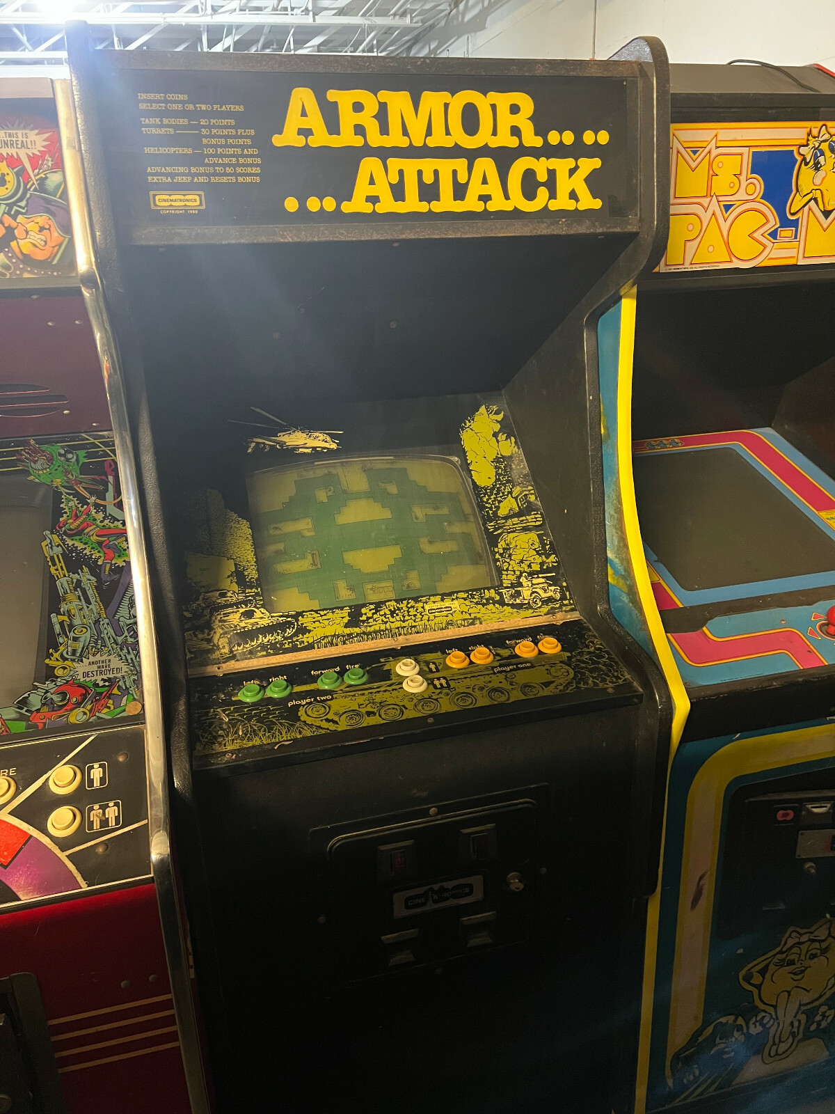 ARMOR ATTACK ARCADE MACHINE by CINEMATRONICS 1980 (Excellent Condition) *RARE*
