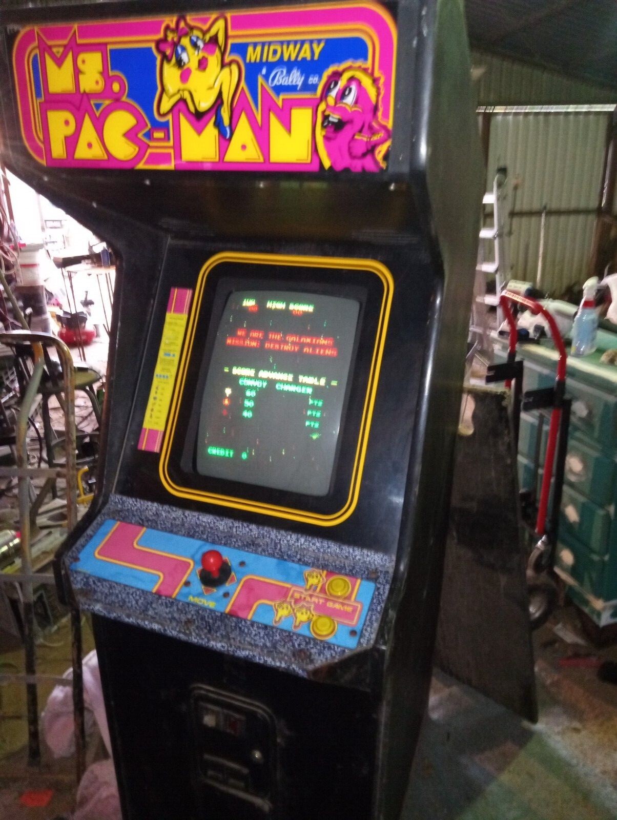 Vintage 1981 Ms Pac-Man video arcade game – Midway Bally Full Size Jamma Project