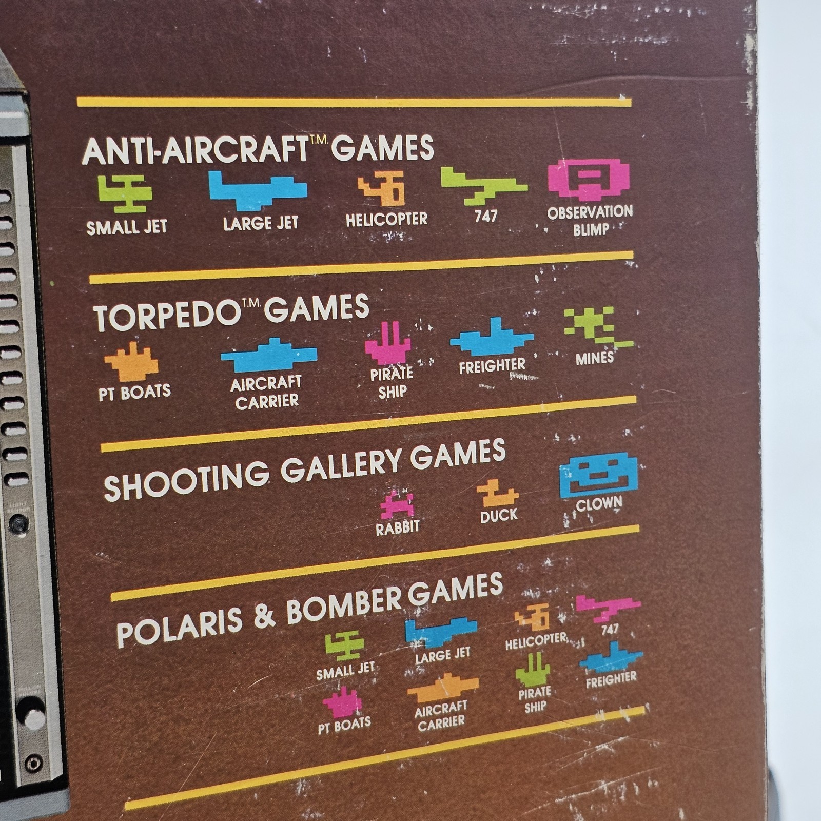 Sears Tele-Games Video Arcade Atari 2600 Box w/ 10 Game Cartridges