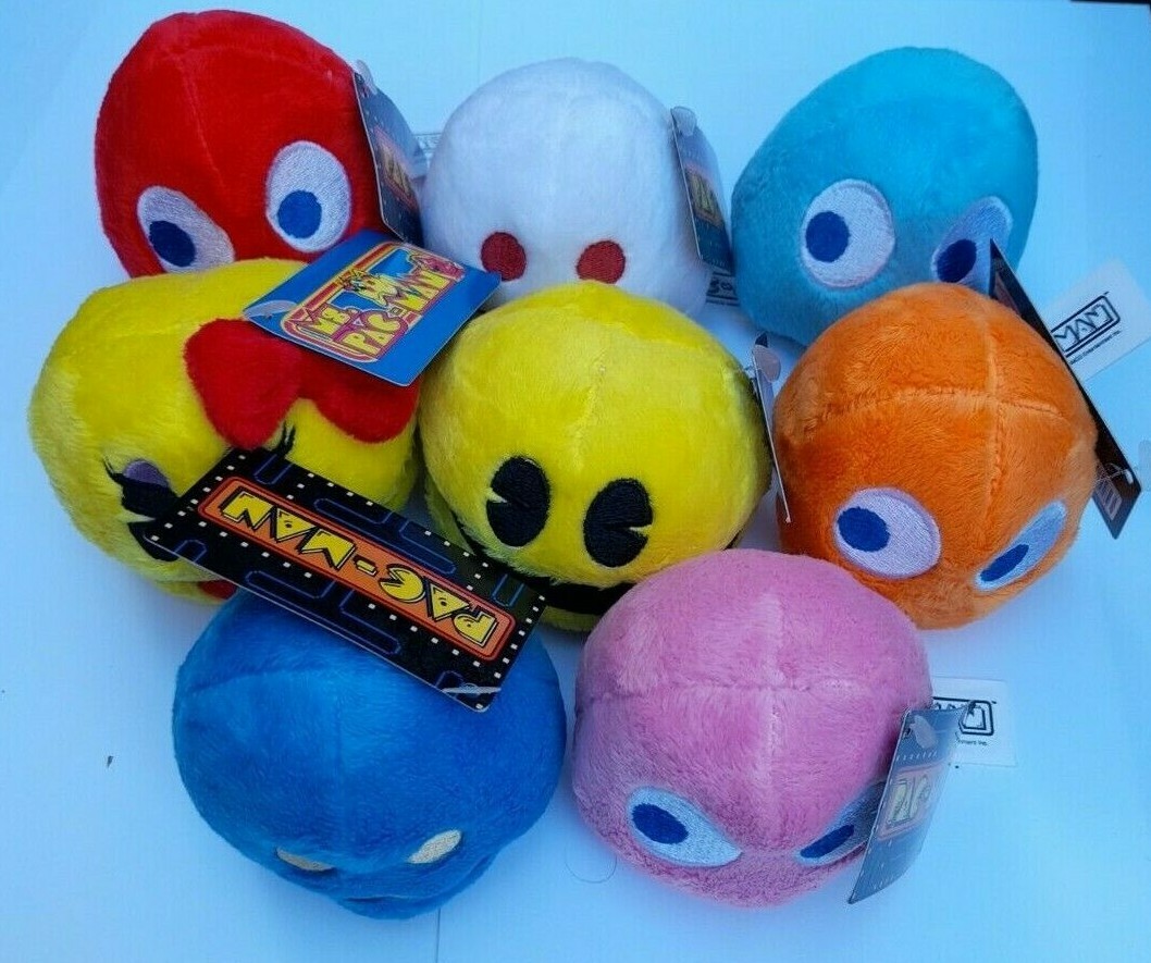 OFFICIAL PACMAN 3″ SOFT PLUSH TOYS LOT OF 8 BANDAI NAMCO ARCADE EUROPE BNWT