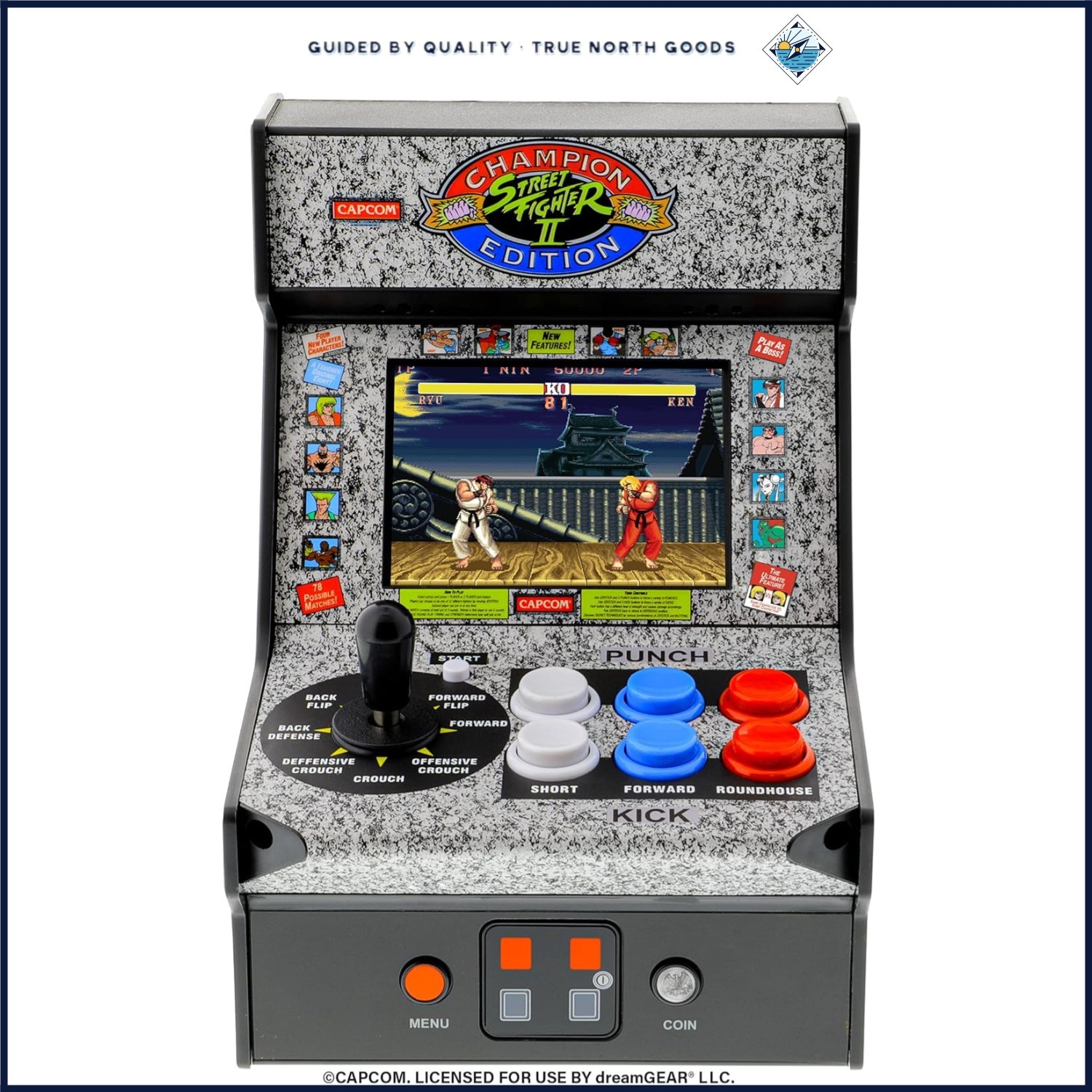 Compact Street Fighter II Arcade Machine with Volume Control and Headphone Jack