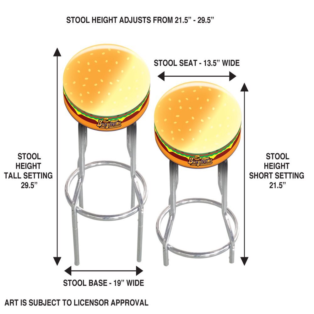 Burger Time 21.5″ to 29.5″ Adjustable Arcade Stool,