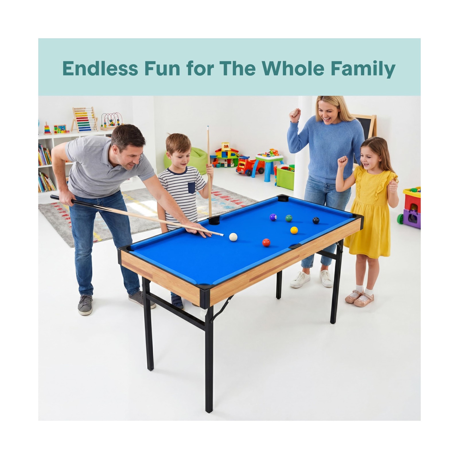 SereneLife 4 in 1 Multi Game Table, 4’x2’ Folding Portable Sports Ar