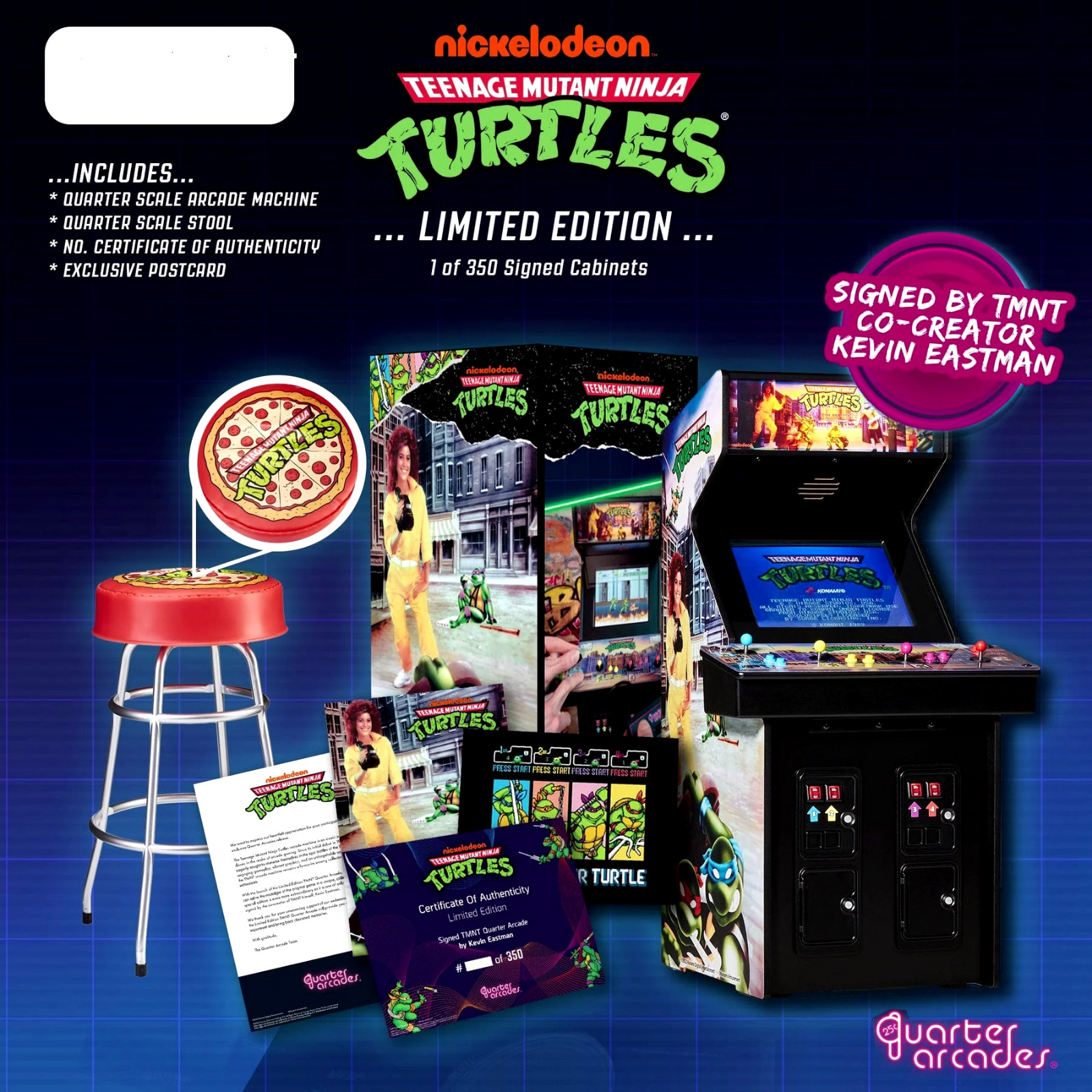 Official TMNT – Turtles in Time Quarter Size Arcade Cabinet-Exclusive Signed CE