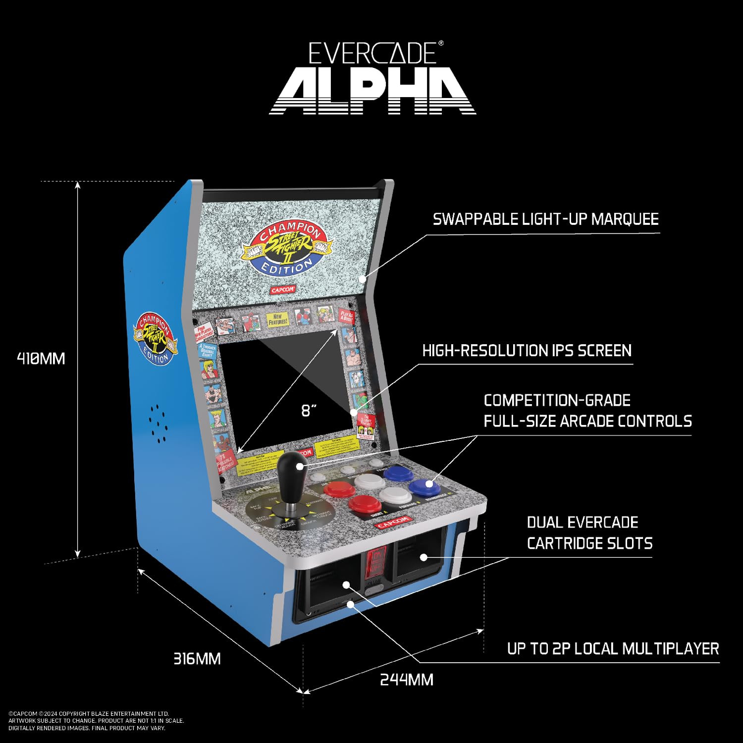 Evercade Alpha Street Fighter Bartop Arcade – Pre-Assembled Unit with Competitio