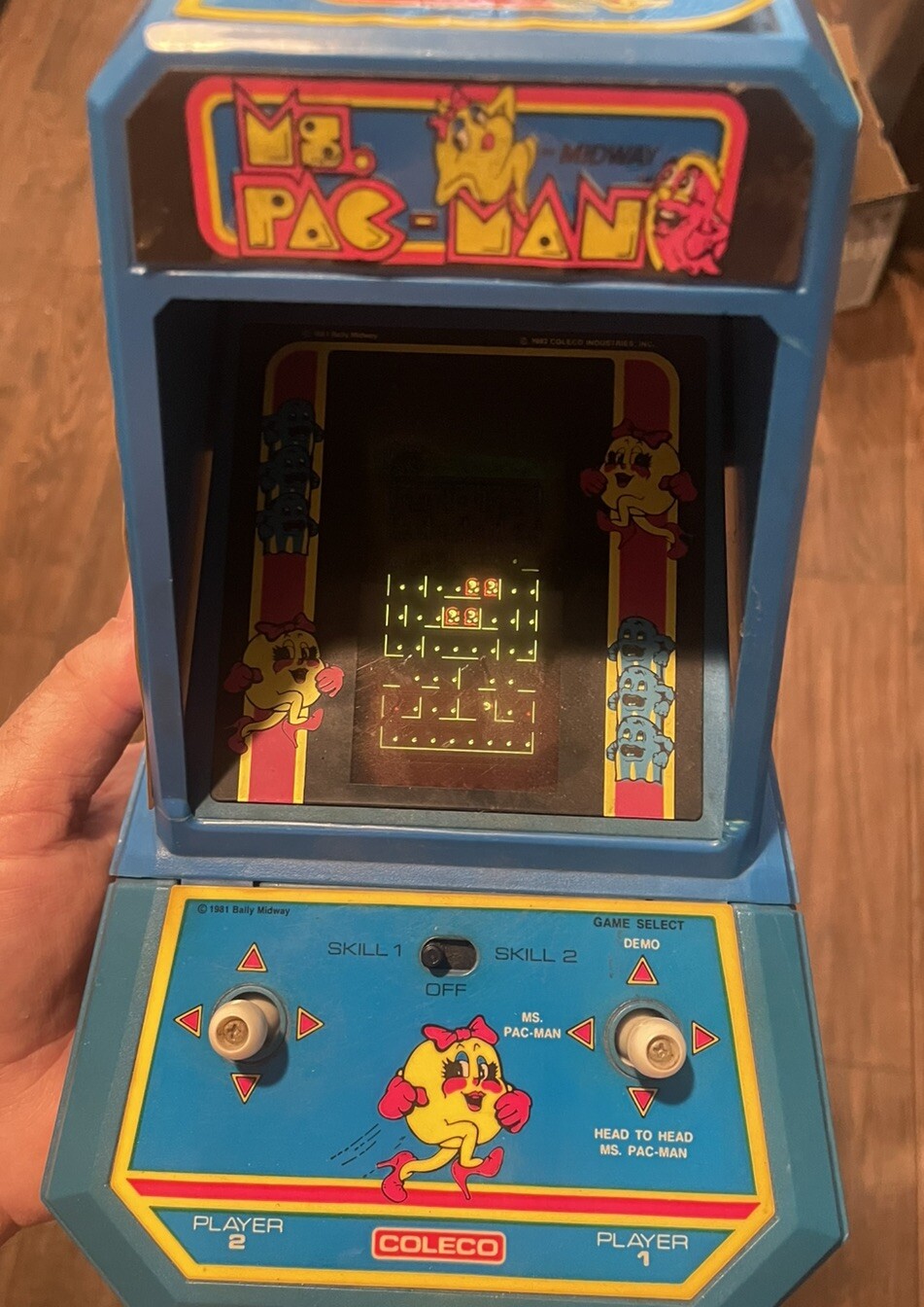 Vintage 1981 Ms. PAC-MAN Mini Tabletop Arcade Video Game Rare Coleco USED Works!