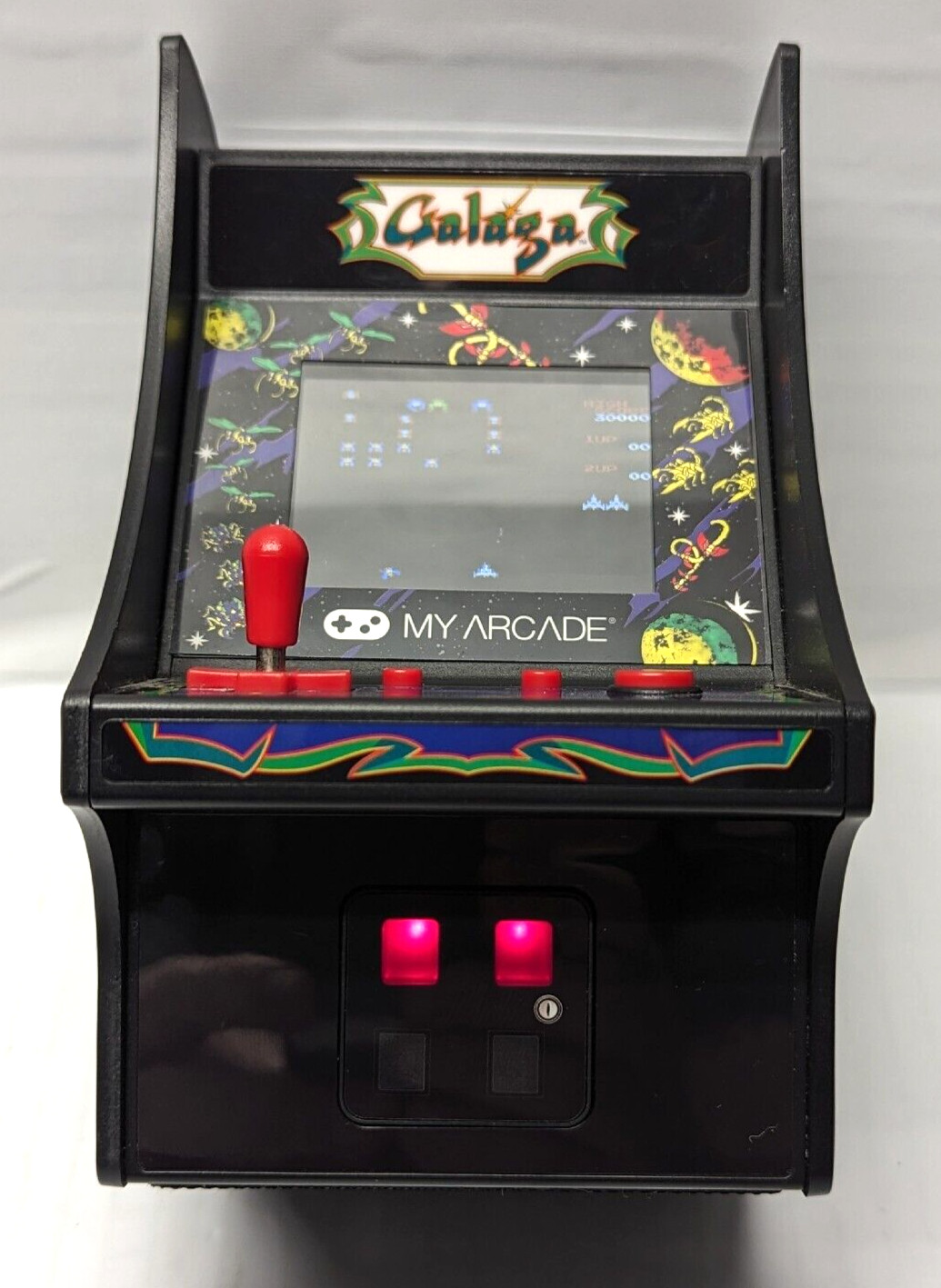 Micro Player Mini Arcade Machine Galaga Video Game Fully Playable 6.75in Color