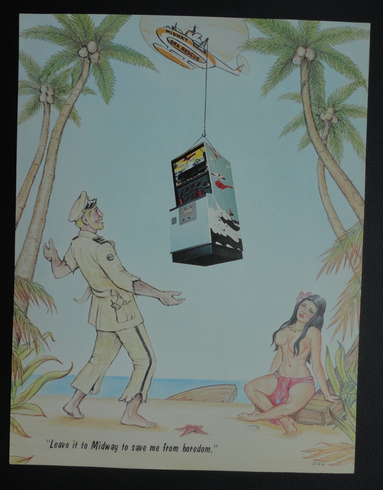 Sea Rescue Video Arcade Machine Flyer Original Midway Brochure