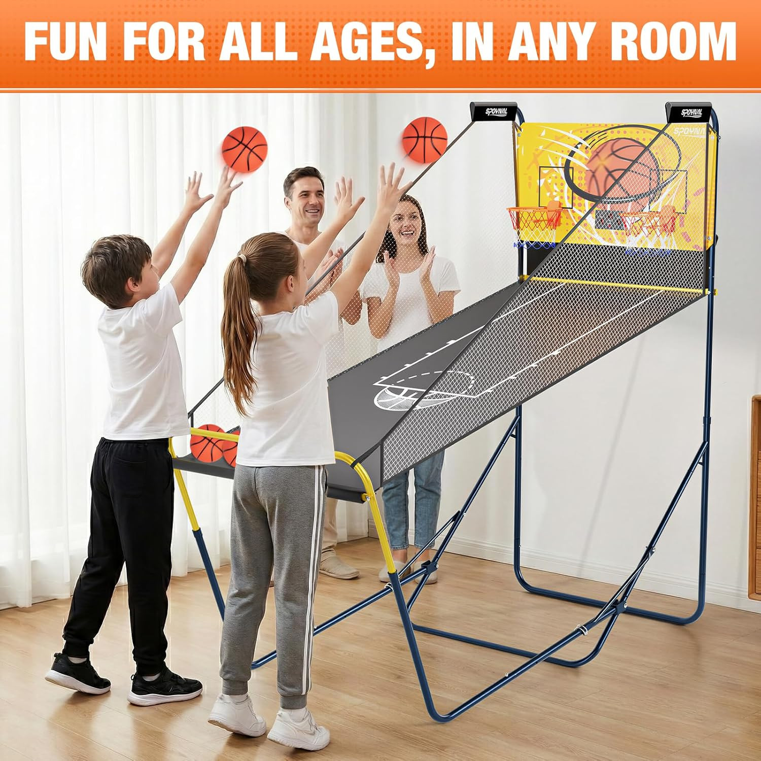 Dual Shot Basketball Arcade Machine for Home with Adjustable on Front & Back – I