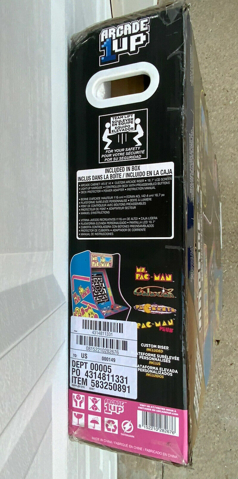 1) Arcade1up Ms. Pac-Man Arcade Machine Includes (4) Video Games + Riser