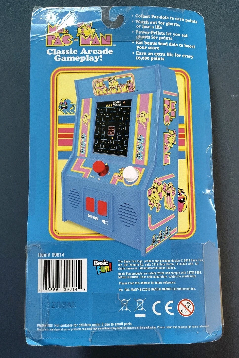 NEW Ms. Pac-man Handheld Electronic Mini Arcade Game. Basic Fun Brand #09614