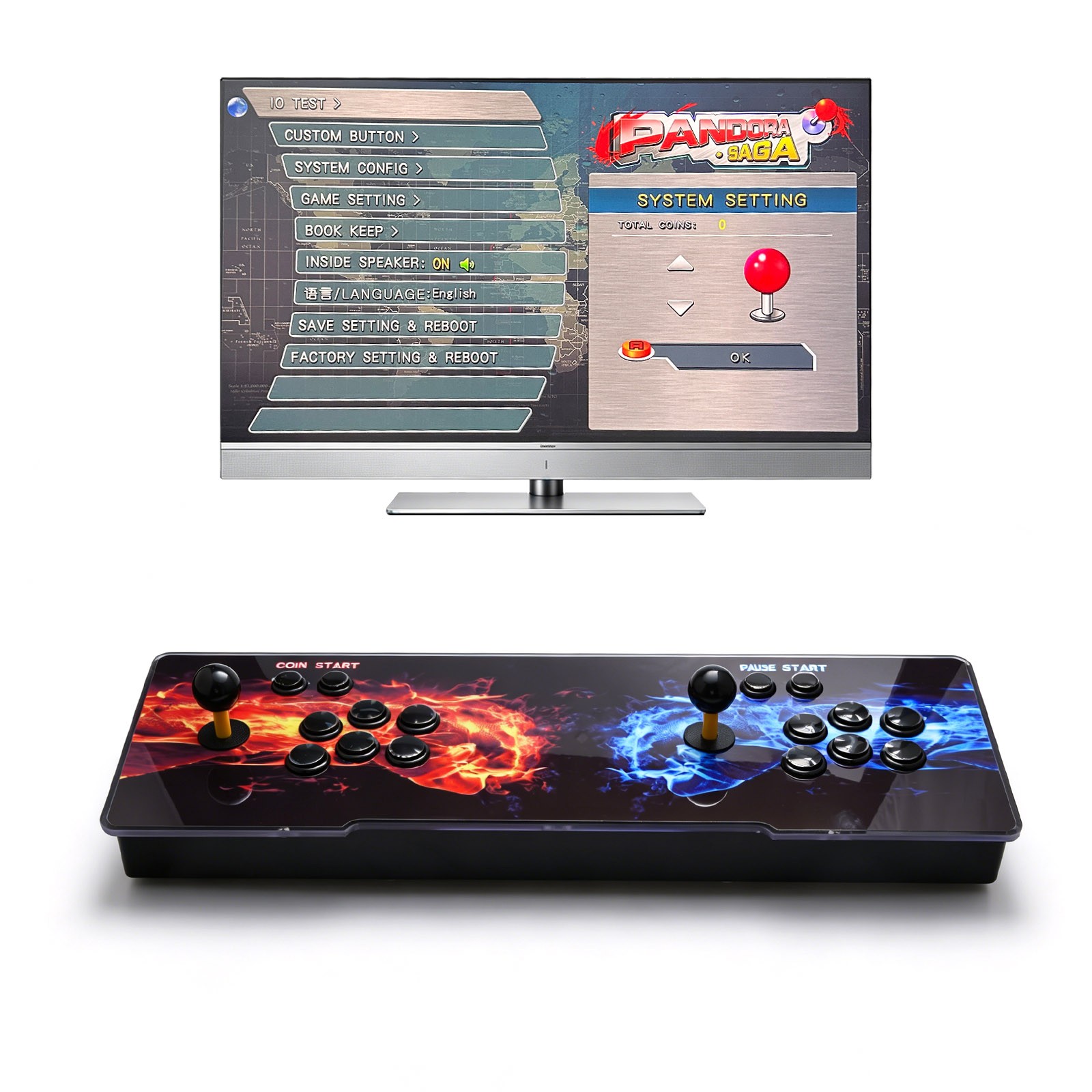 8800 in 1 Pandora SAGA 3D Arcade Console 2.4G Wireless Controllers 4-Player
