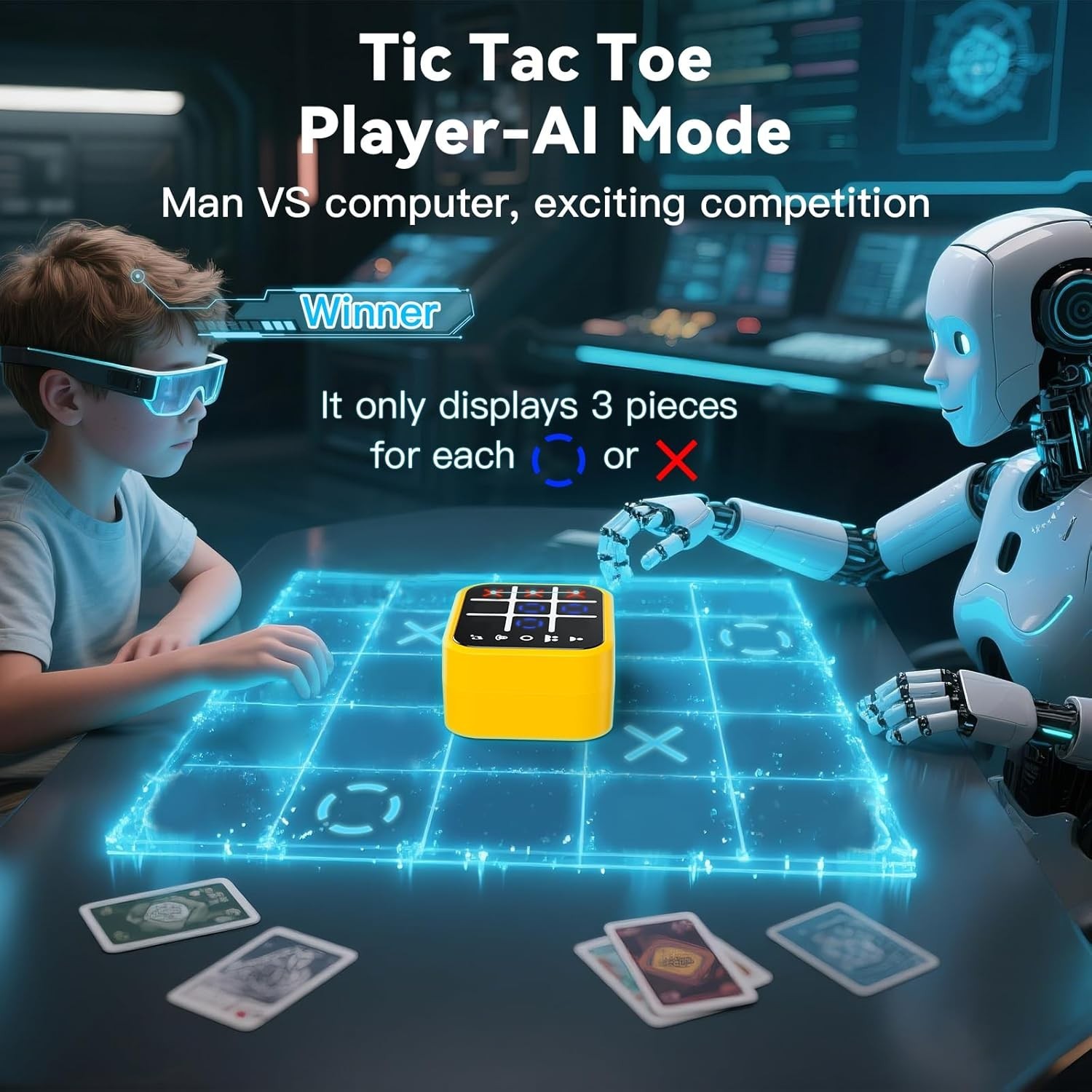 Rechargeable Tic Tac Toe Game Box, Upgraded 5 Fun Brain and Memory Games,…