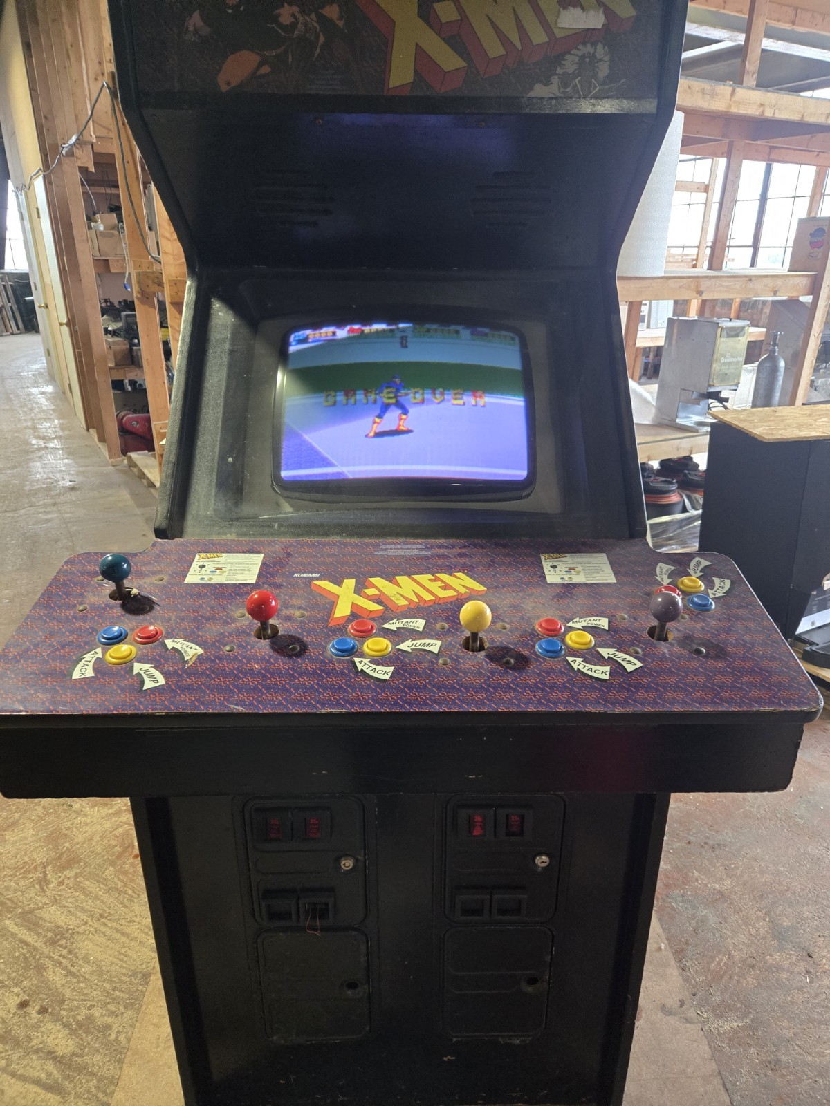 Konami X-Men Video Aracade 4 Player 25″ Upright PN 065251 – READ – FREE SHIPPING