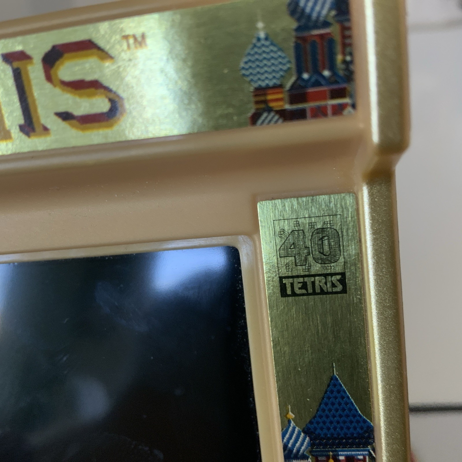 Tetris Hand Held Classic Arcade GOLD Mini Retro VIDEO Game TESTED WORKS FUN