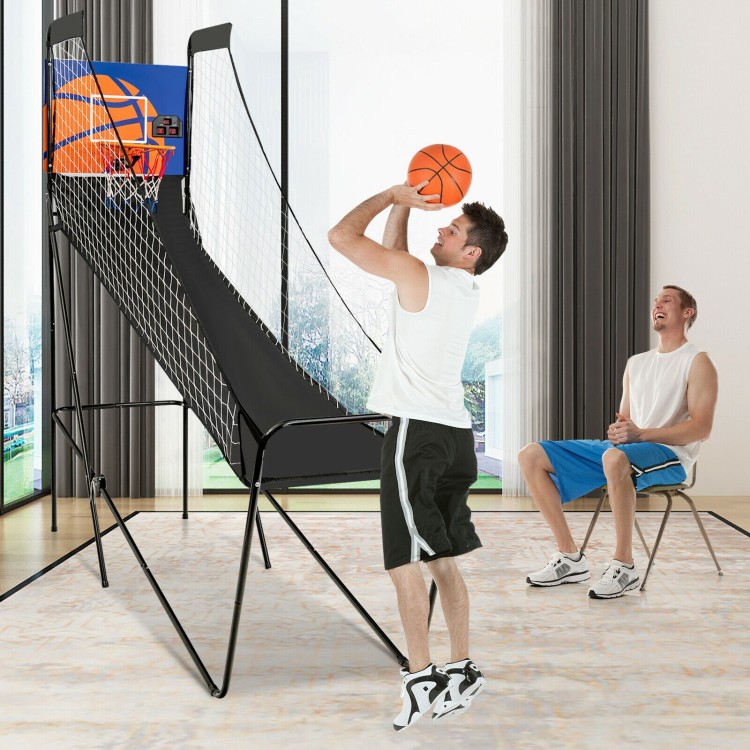 Foldable Single Shot Basketball Arcade Game with Electronic Scorer