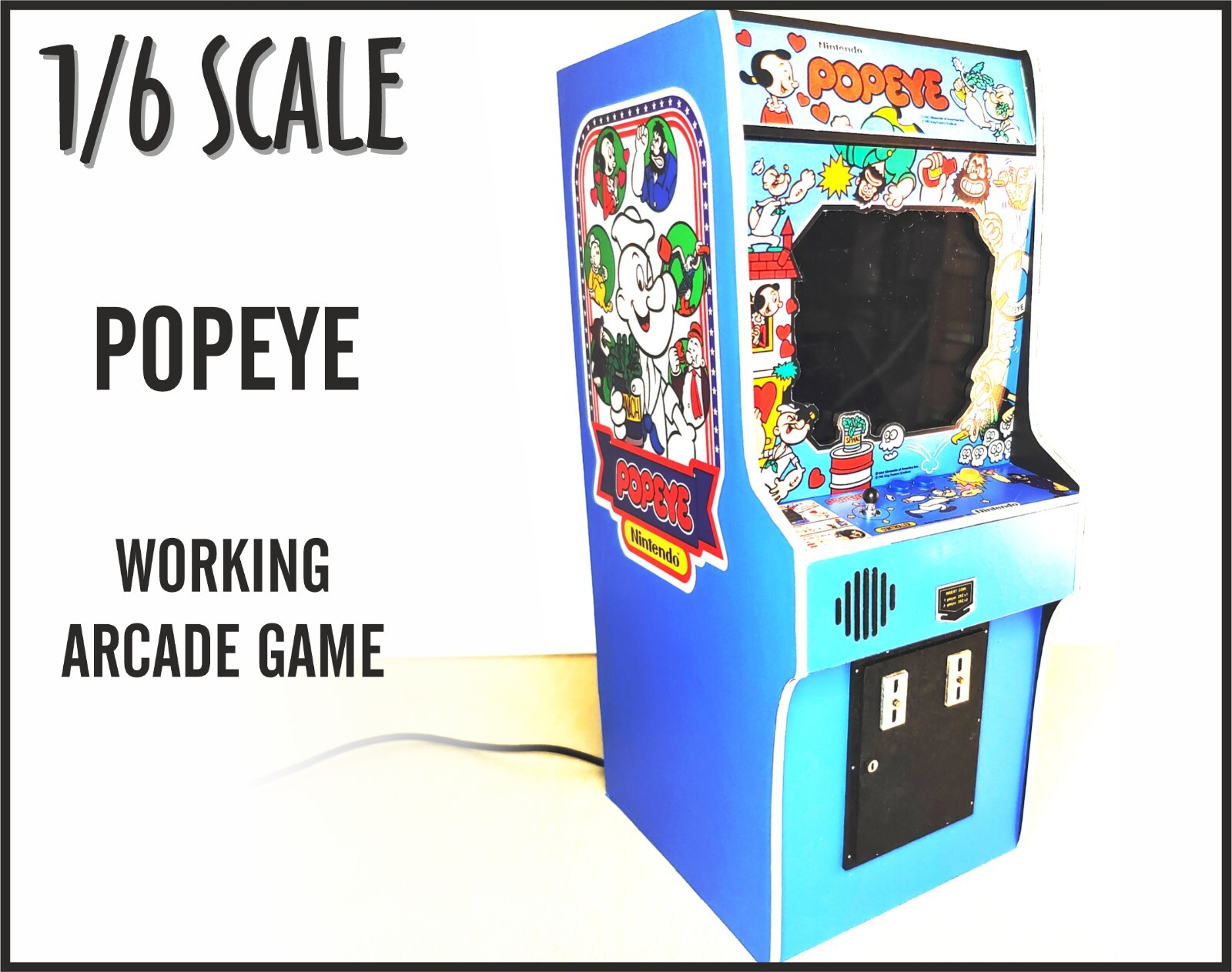 Popeye 1/6 scale mini working arcade cabinet (Playscale, New Wave Toys).