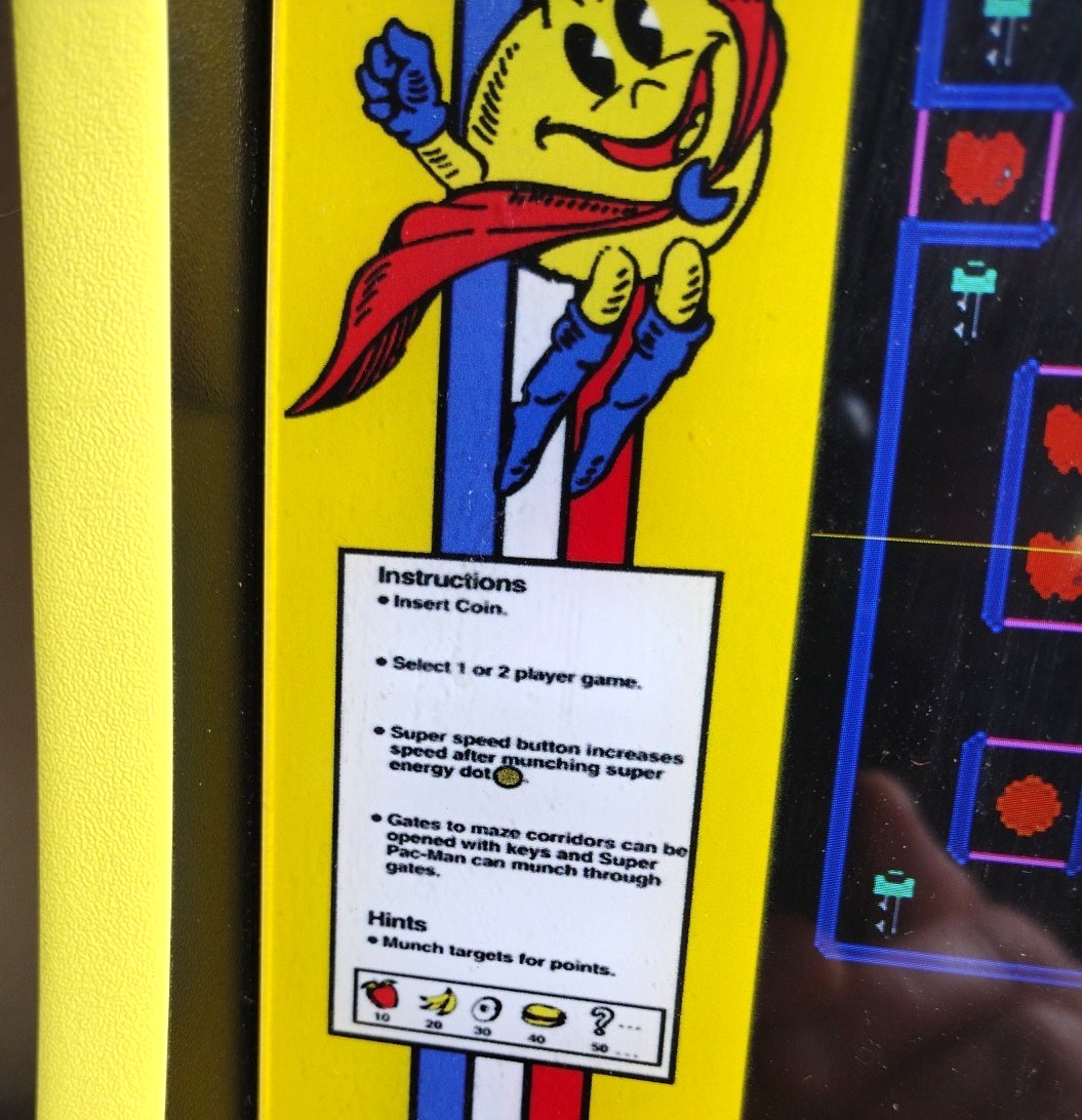 Super Pac-Man Tabletop Retro Arcade Game 4 Games in 1 Arcade-1-Up Works w Issue