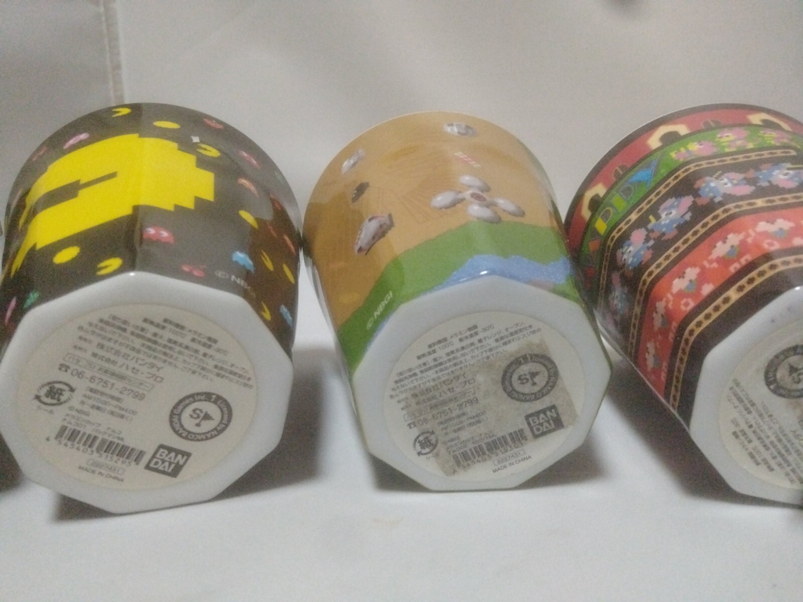 Bandai Pack Man xevious 5 set melamine cup 80s arcade game　game center japan