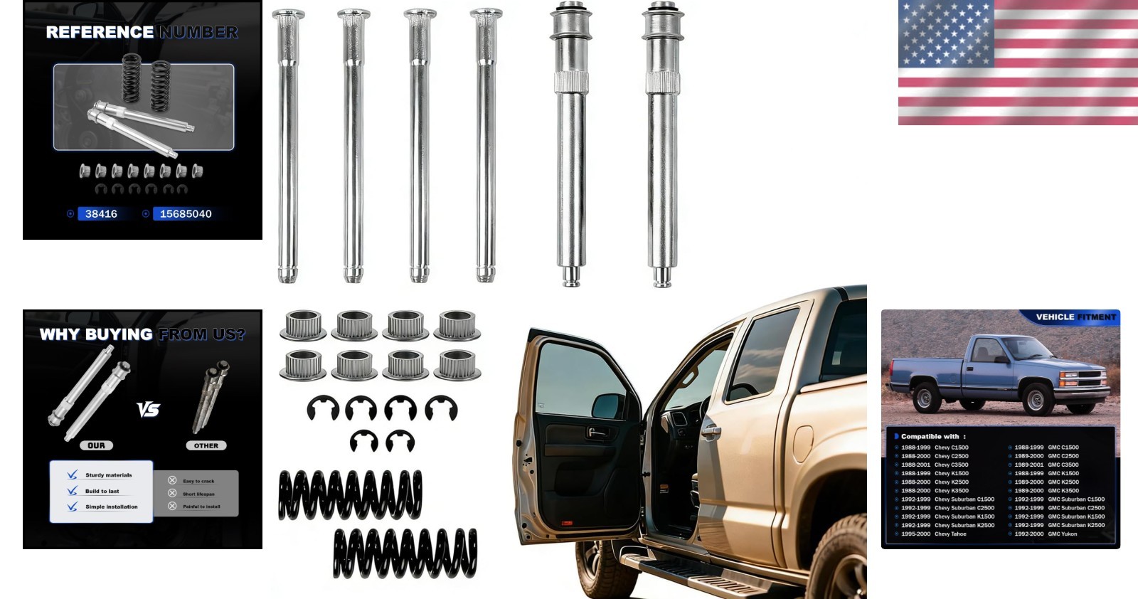 High-Quality Door Hinge Pin & Bushing Repair Kit for Chevy GMC Models 1988-2000