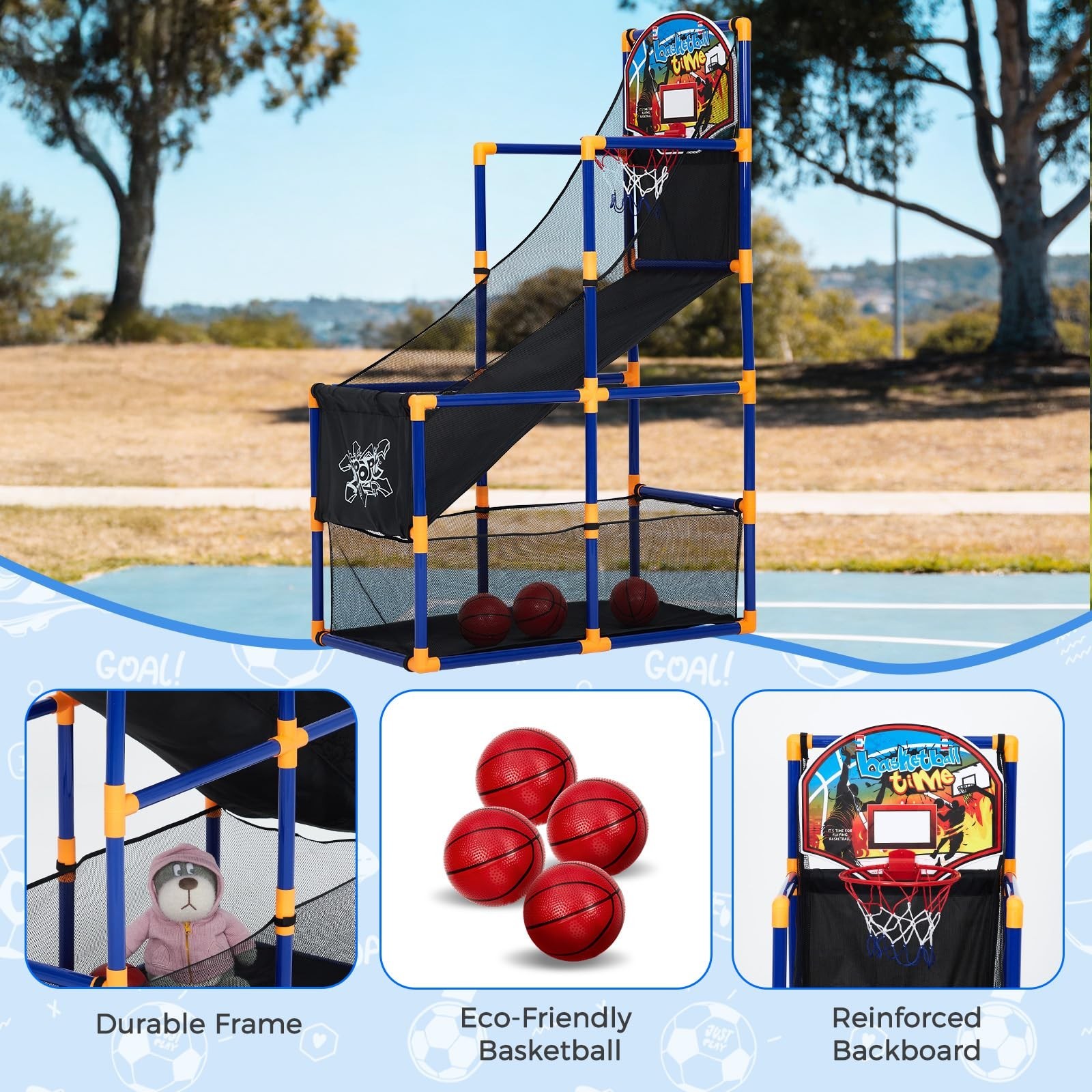 Basketball Arcade Game Set with 4 Balls – Indoor & Outdoor Basketball Hoop