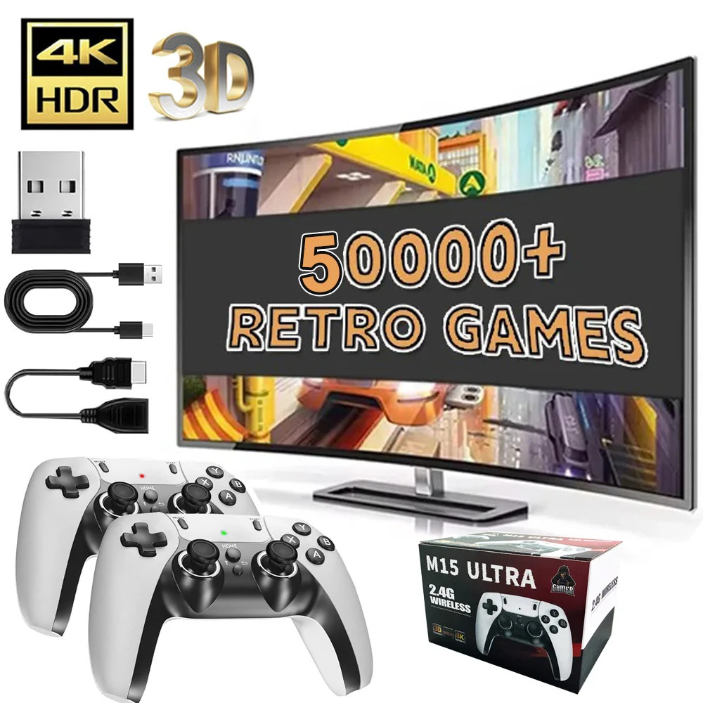 M15 ULTAR Retro Game Console – 4K 3D Wireless Arcade for 2 Players