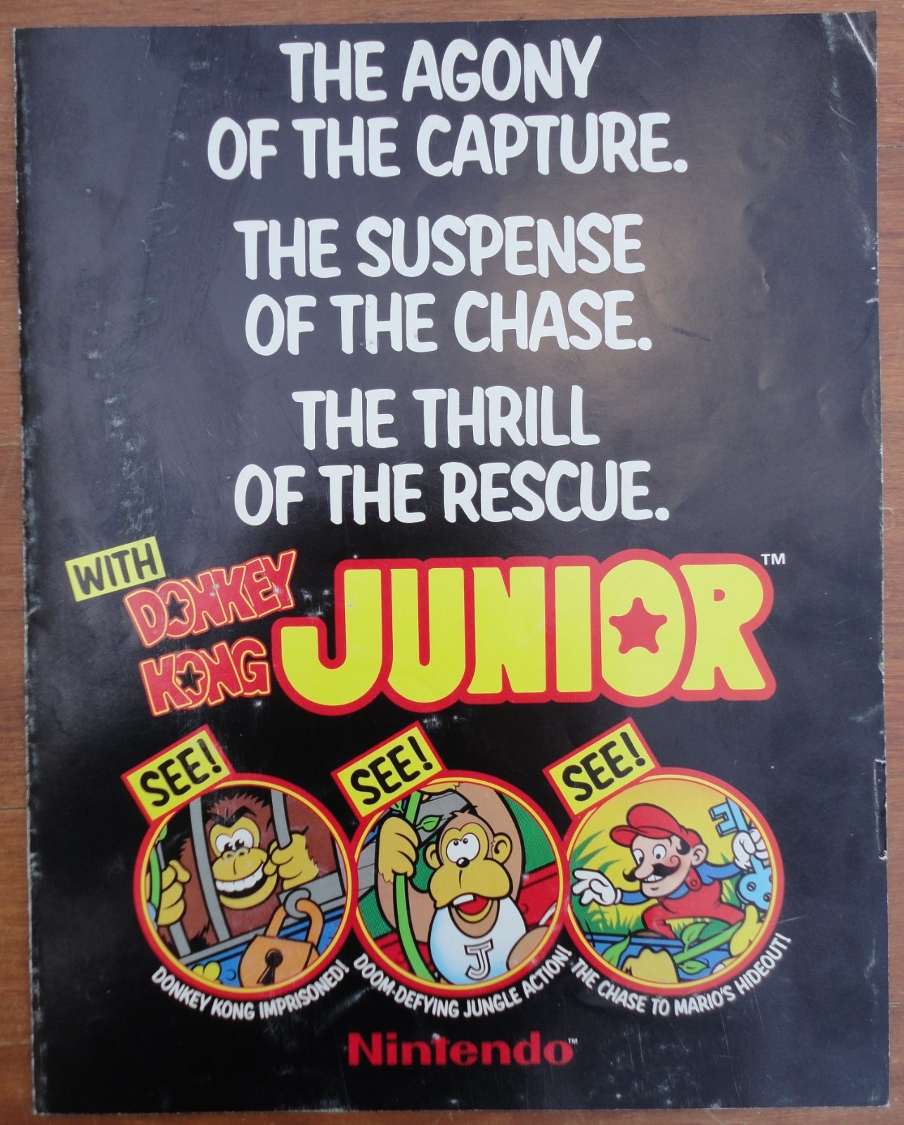 Original 1982 Nintendo Donkey Kong Jr Arcade Foldout Flyer Brochure Rare