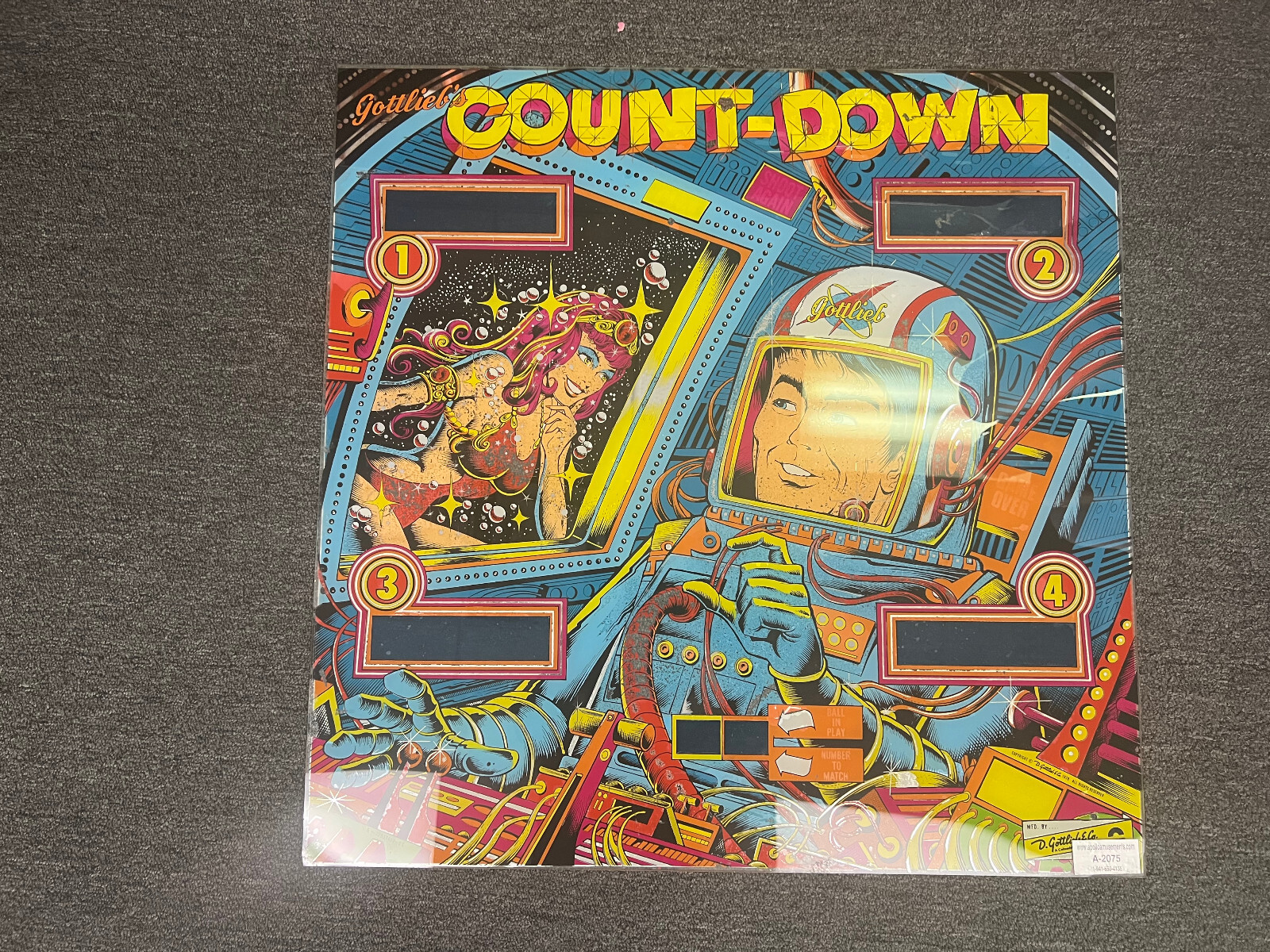 COUNTDOWN Pinball BACKGLASS by GOTTLIEB 1979