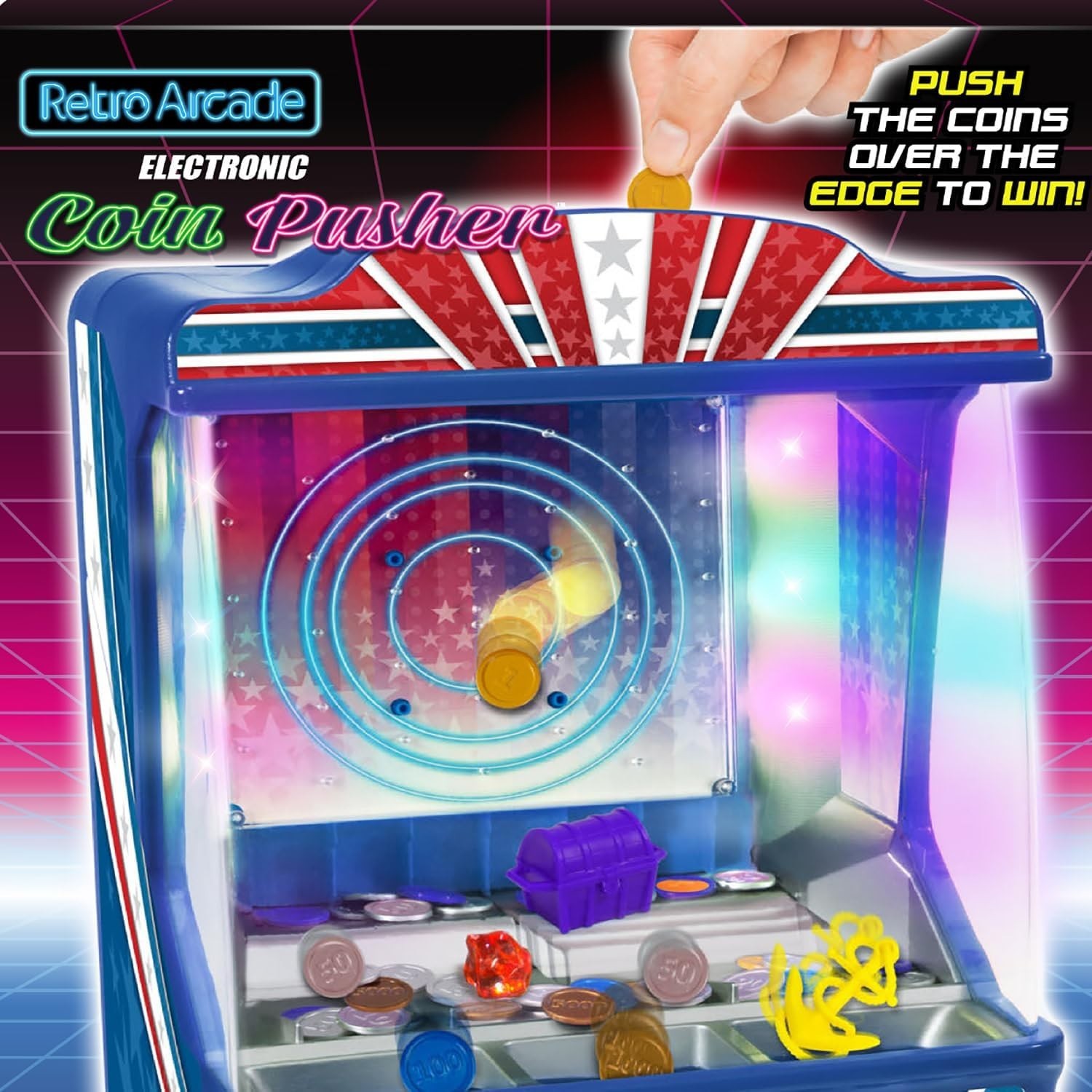 Retro Arcade Electronic: Coin Pusher – Tabletop Game, Push The Coins Over The…