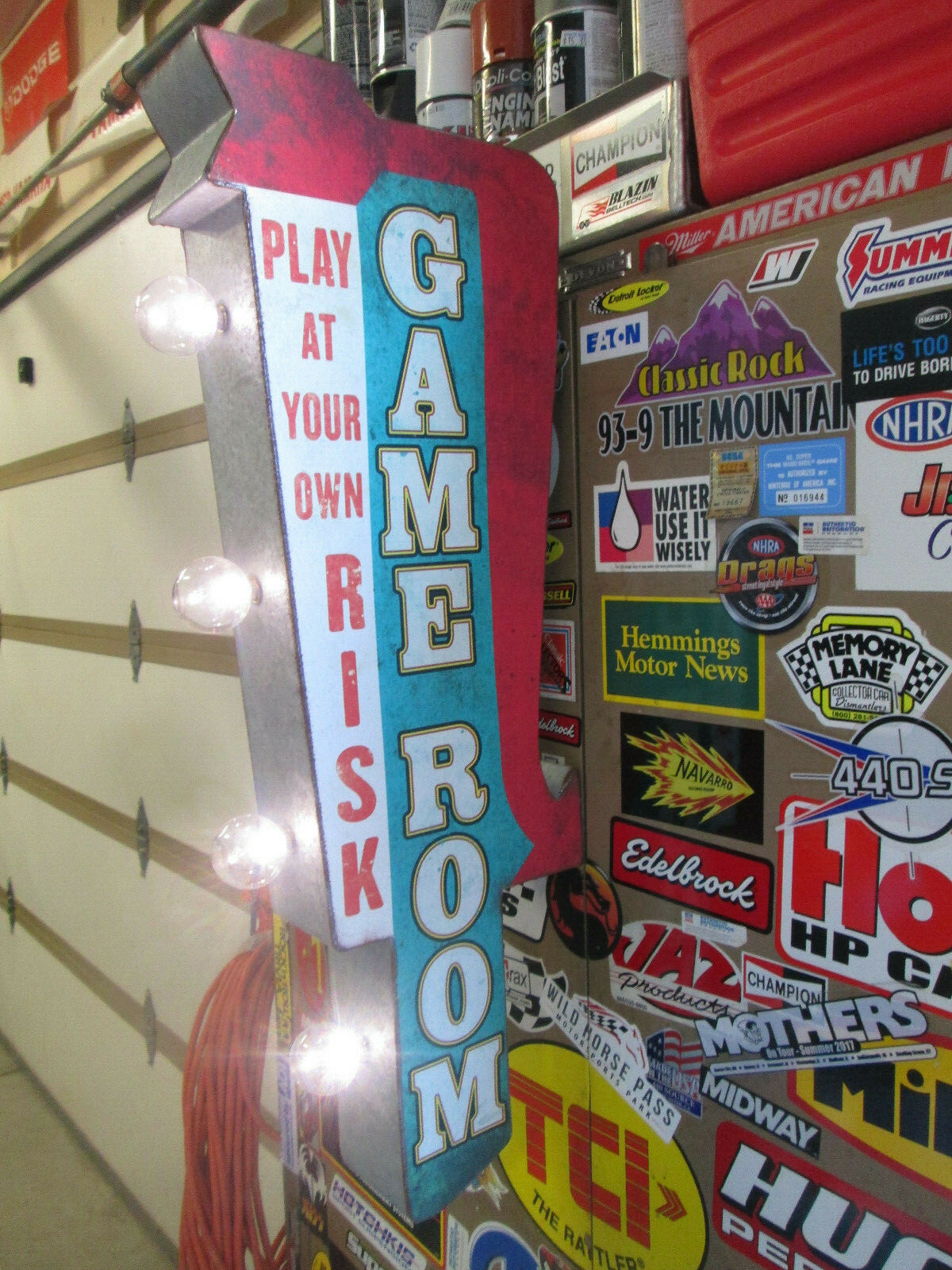 ARCADE GAME METAL COOL MARQUEE DOUBLE SIDEDSIGN VINTAGE LOOK VIDEO PINBALL COIN