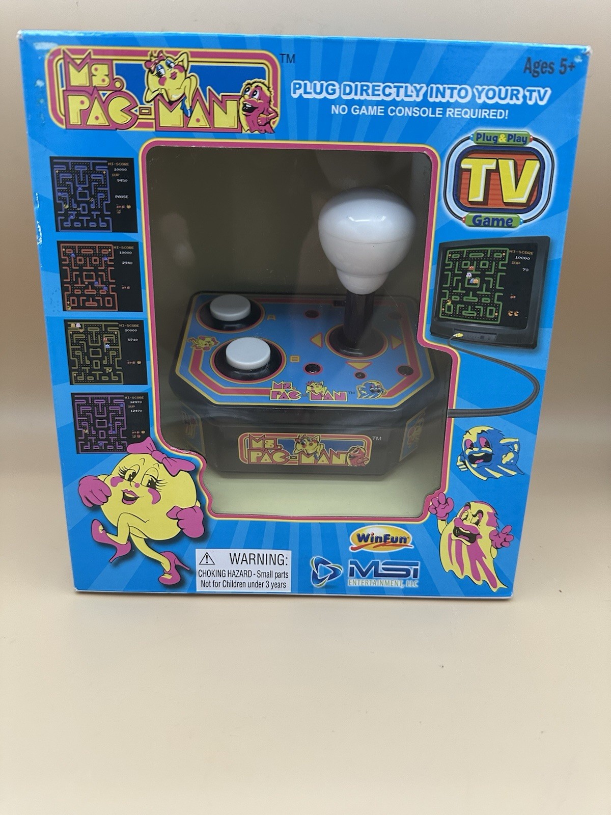 Ms. Pac-man ORIGINAL BOX OF 1993 PLUG DIRECTLY INTO TV Brand New