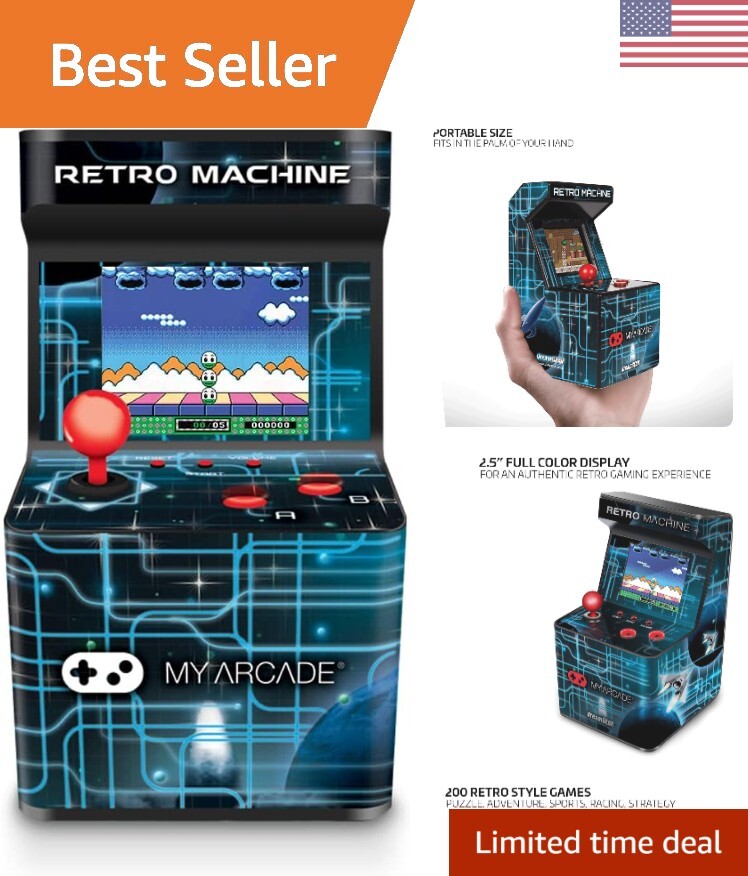Nostalgic Compact Mini Arcade: 200 Games, Portable, Realistic, 5.75″ Tall