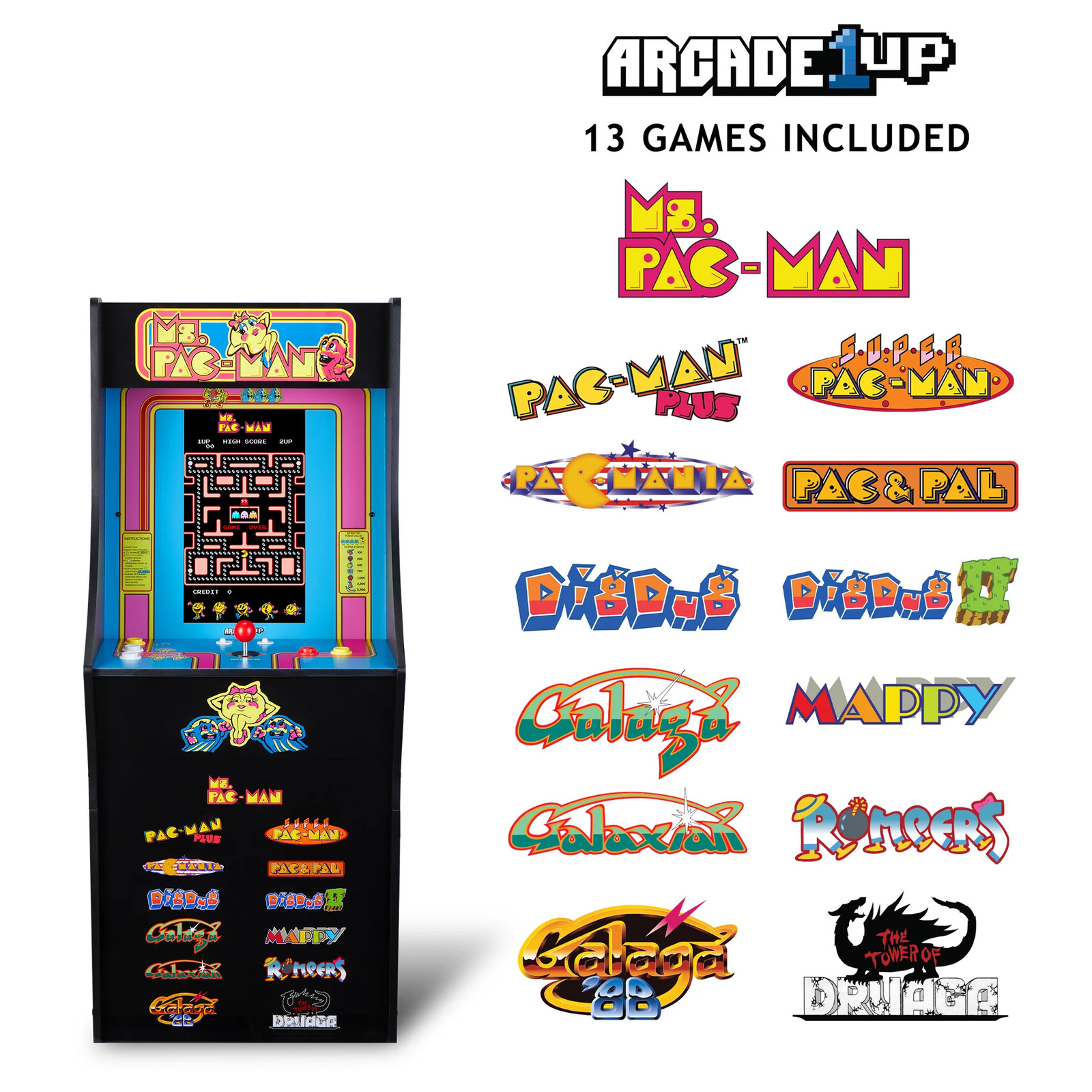 Arcade1Up Ms. Pac-Man Classic SE Arcade Machine and Classic SE 14.25″ Riser