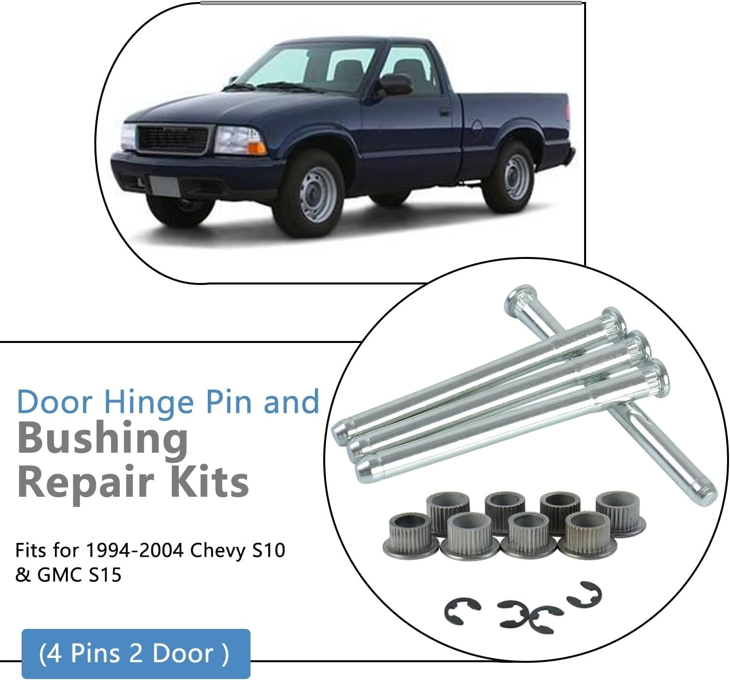 Door Hinge Pin and Bushing Kits Compatible with 1994-2004 Chevy S10 GMC Blazer G