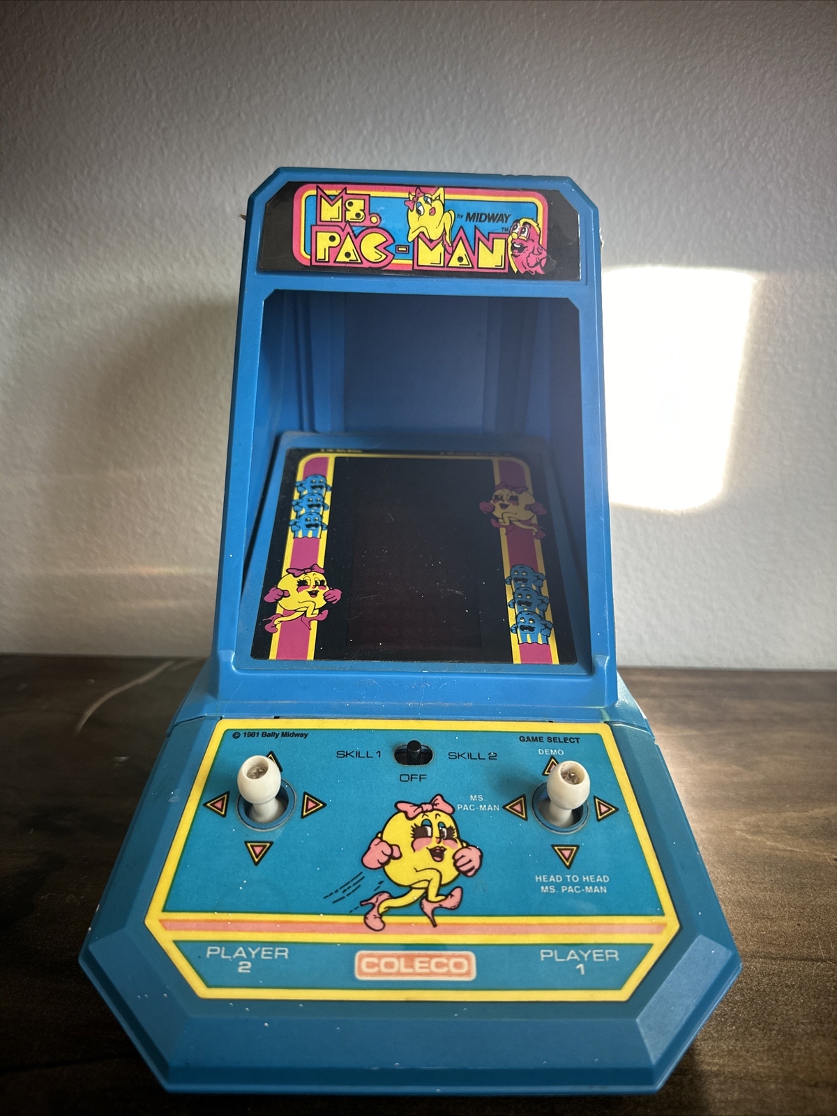 Vintage 80s Ms PAC-MAN Mini Tabletop Arcade Video Game Coleco Mrs Pacman WORKS