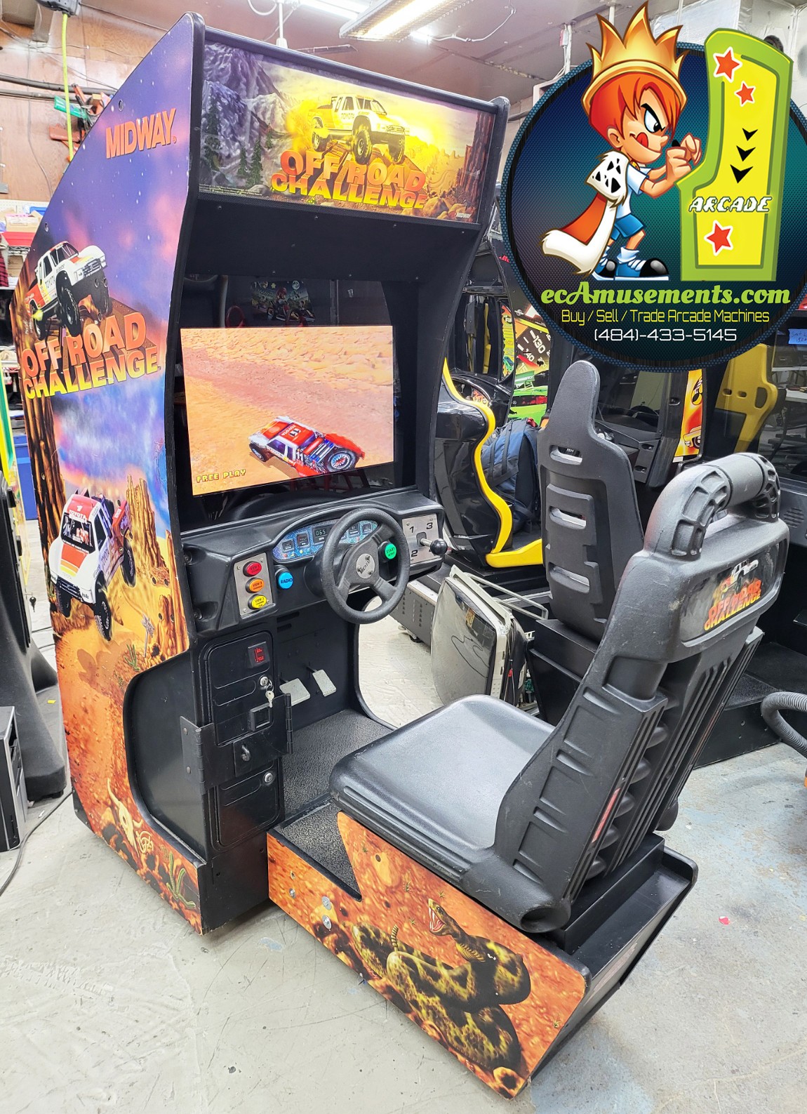 Midway OFFROAD CHALLENGE Sit Down Arcade Driving Video Game Machine – 27″ LCD