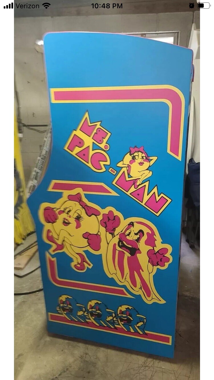 Ms PAC MAN Side Art Blue 2 Pc Set Laminated High Quality