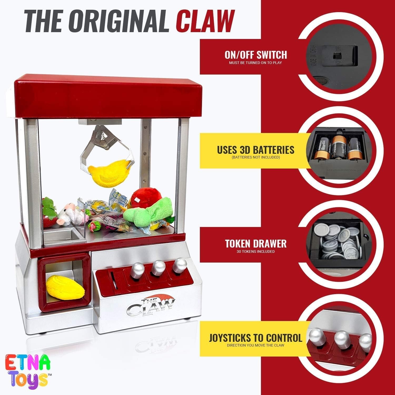 Etna Arcade Claw Machine – Endless Fun, Music, Perfect for Parties – 8×7.7×4